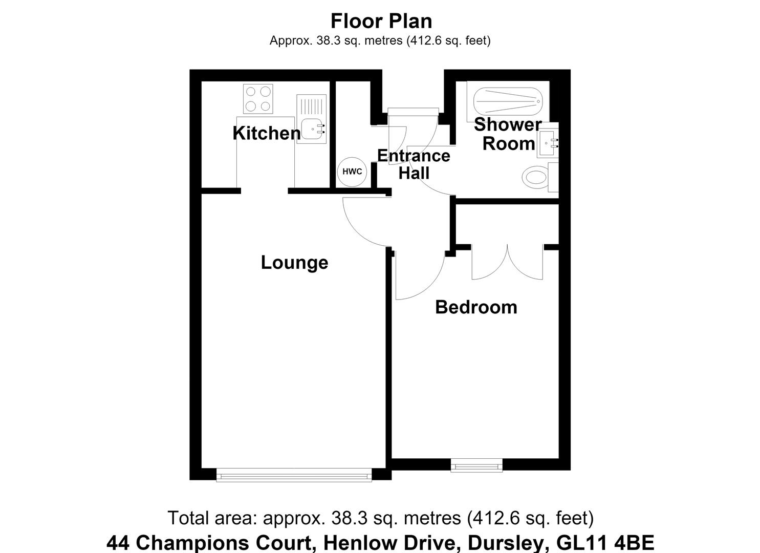 Floorplan for Champions Court, Dursley