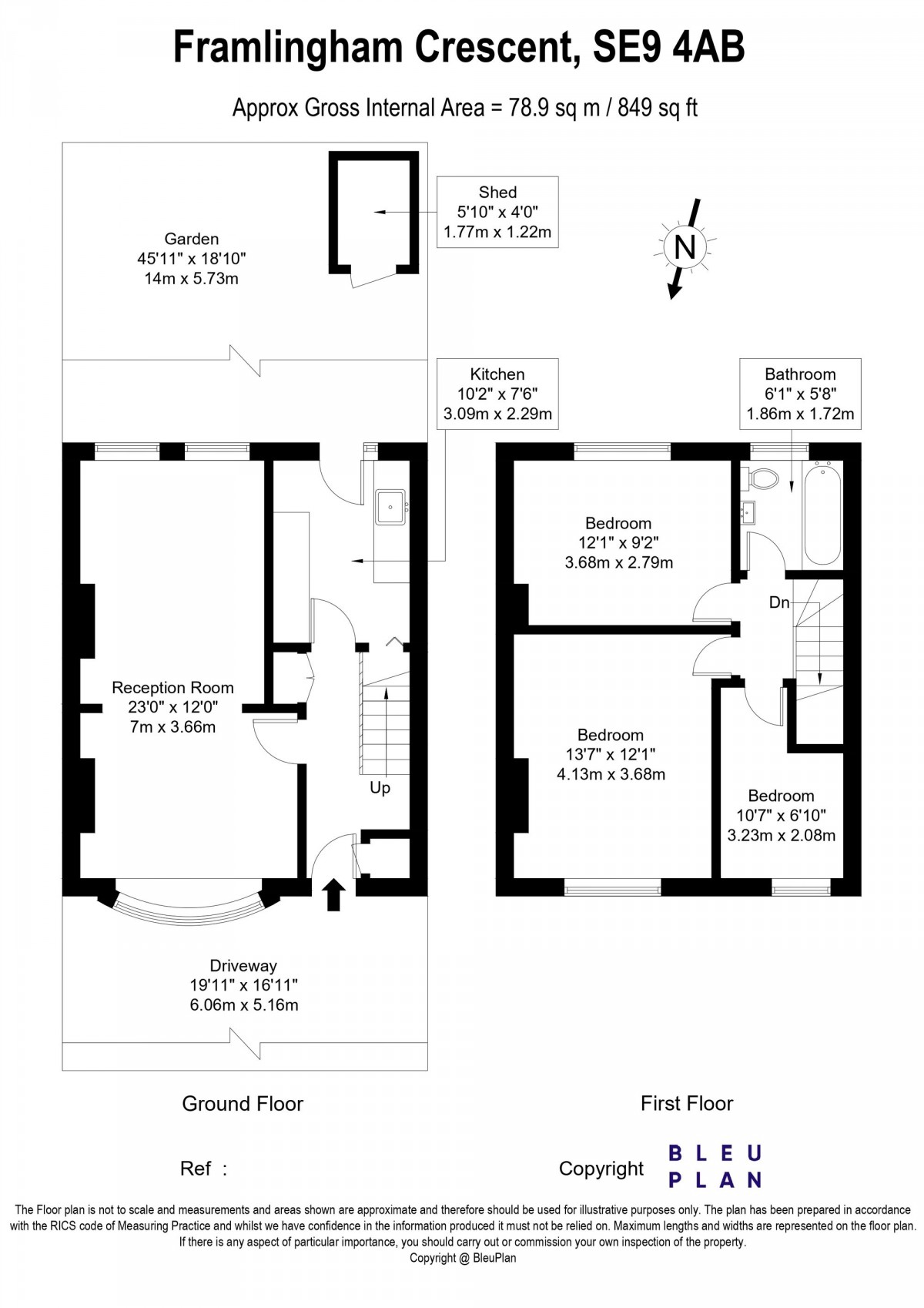 Floorplan for Framlingham Crescent, London, SE9