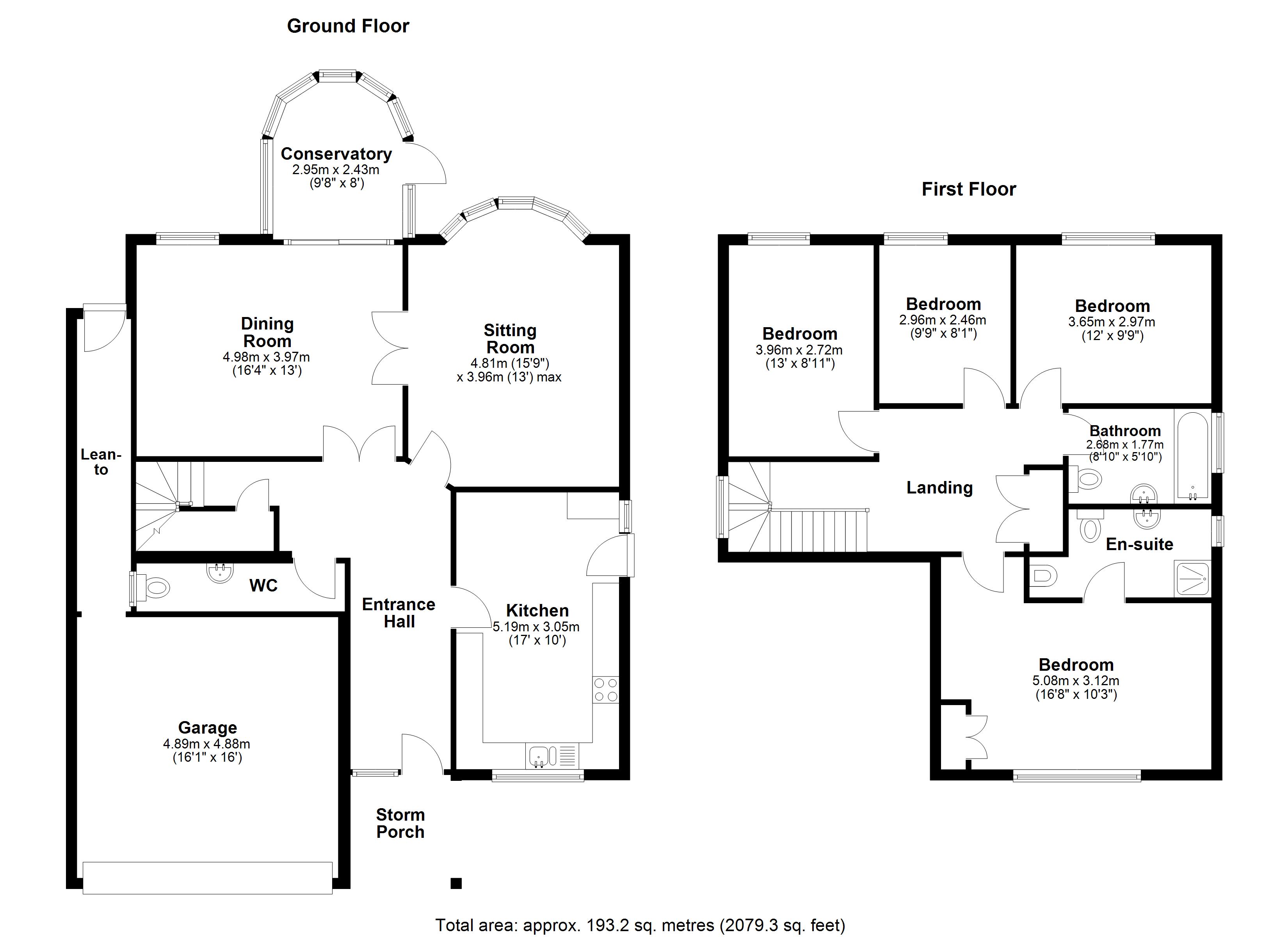 Floorplan for Longleat Close, Chelmsford, Essex
