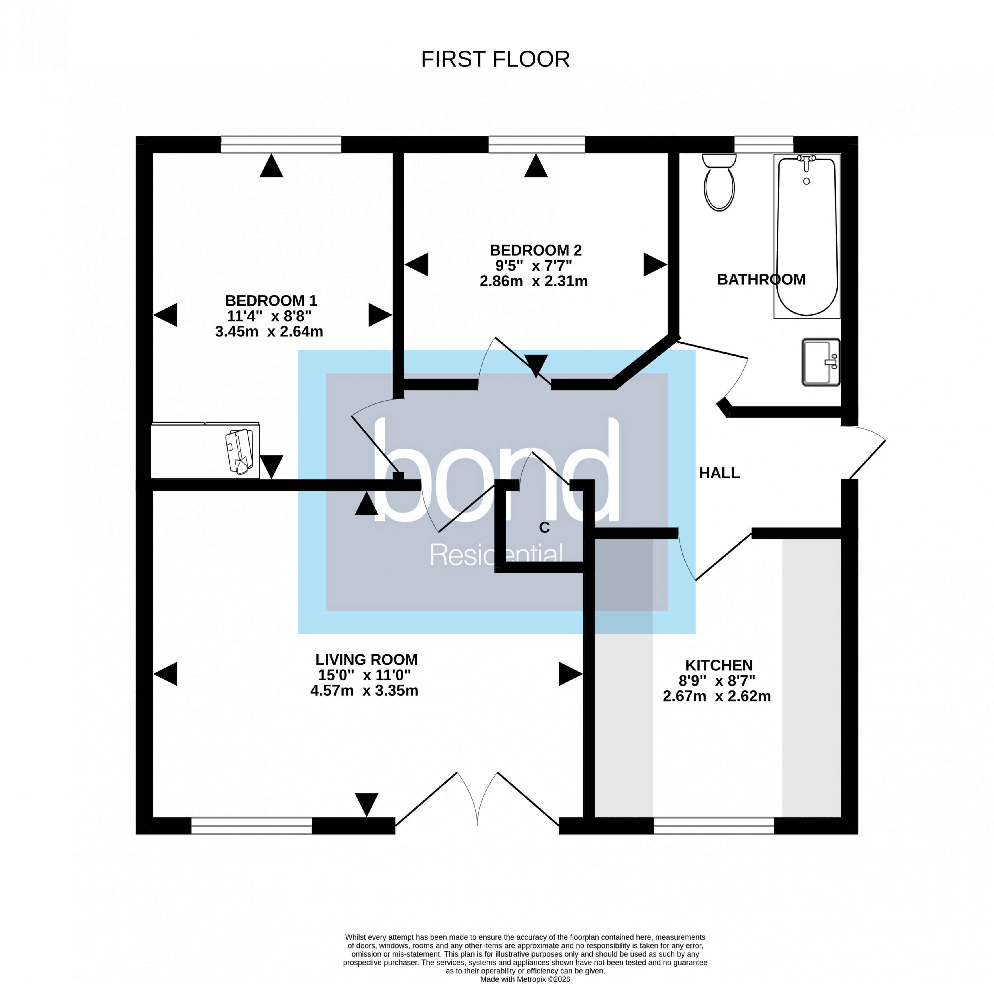 Floorplan for Burghley Way, Chelmsford, Essex