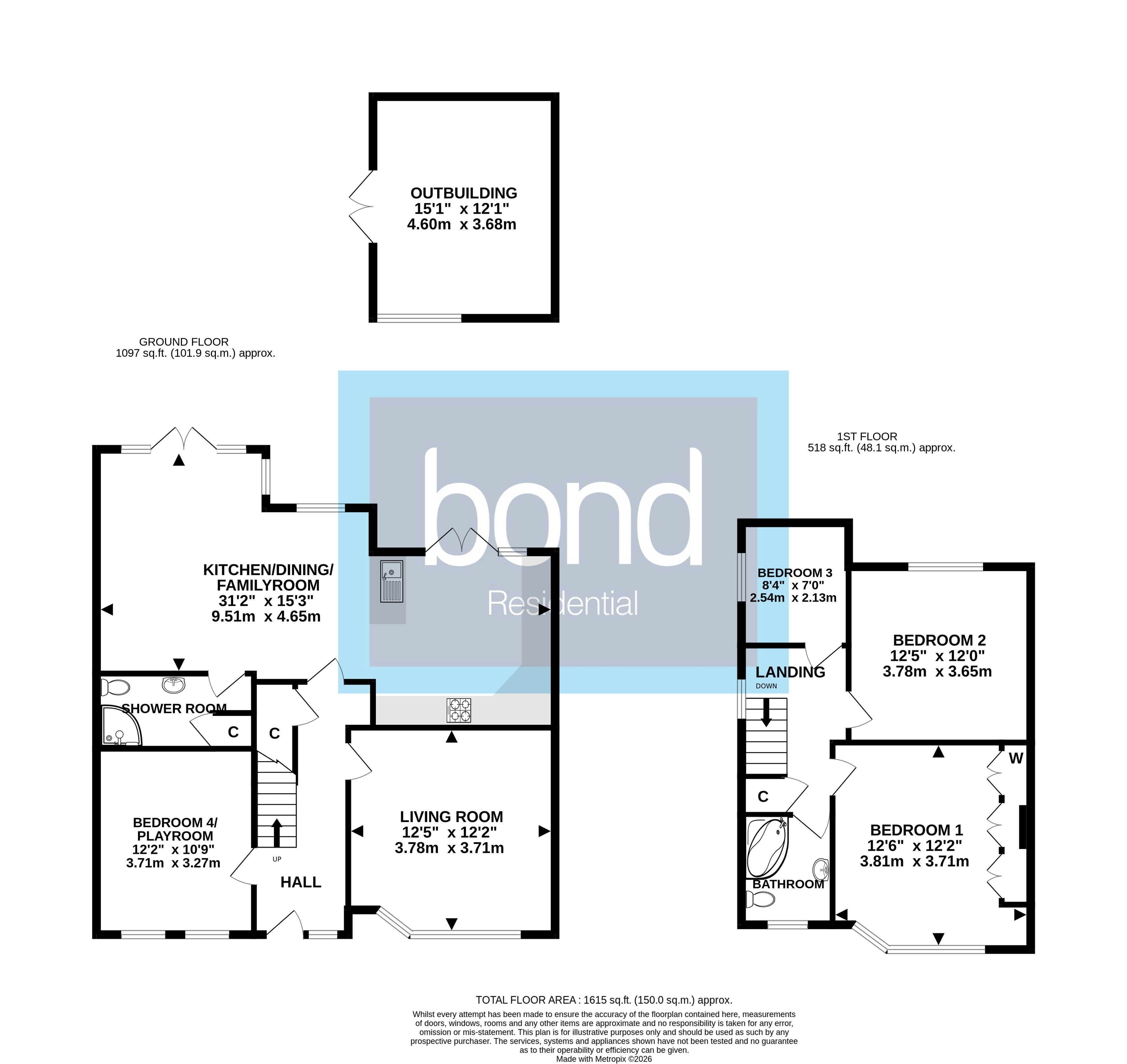 Floorplan for Gloucester Avenue, Chelmsford, Essex