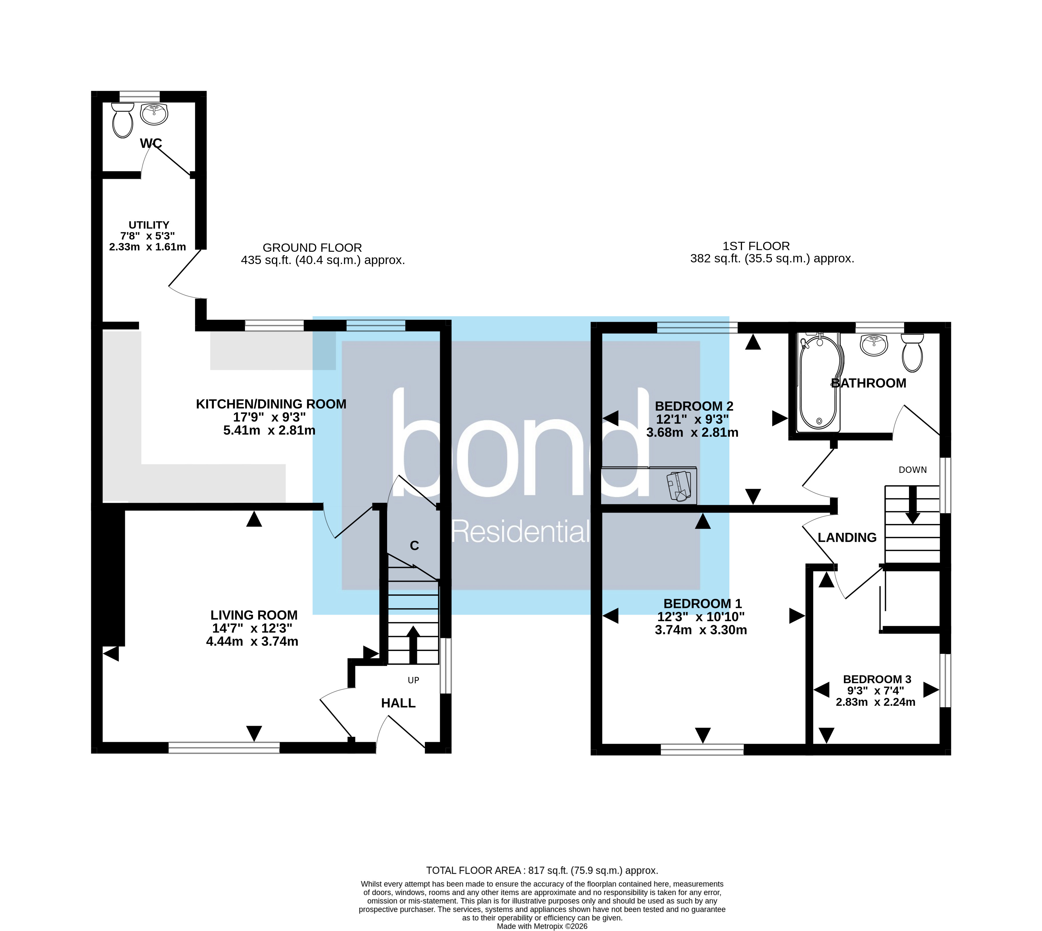 Floorplan for Galleywood, Chelmsford, Essex