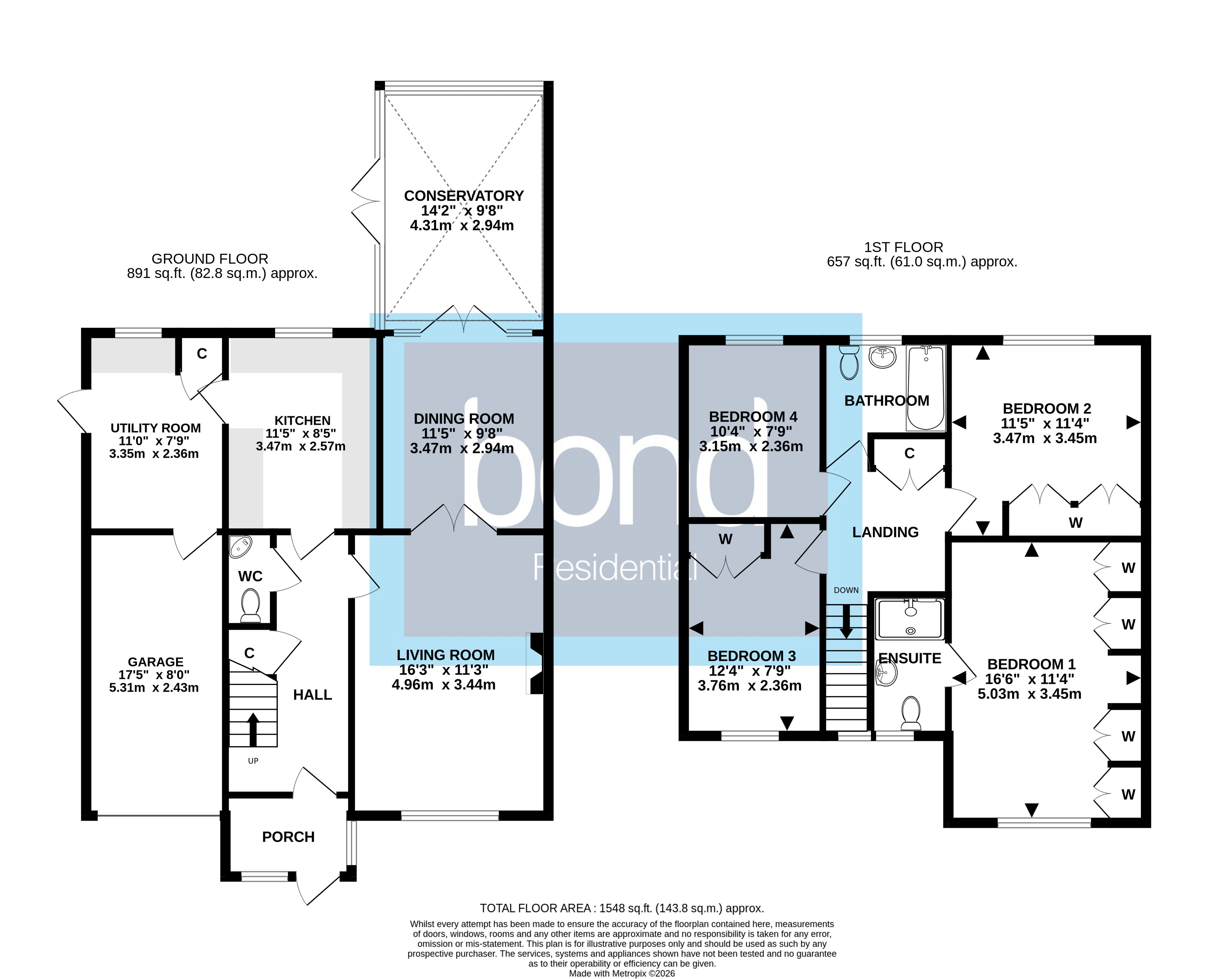 Floorplan for Sandon, Chelmsford, Essex