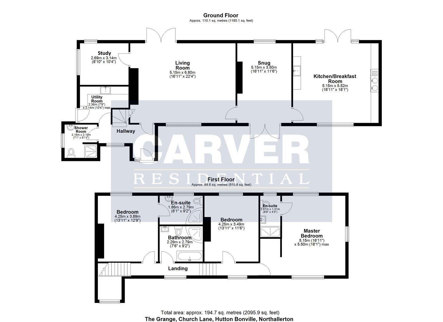 Floorplan for Church Lane, Hutton Bonville, Northallerton
