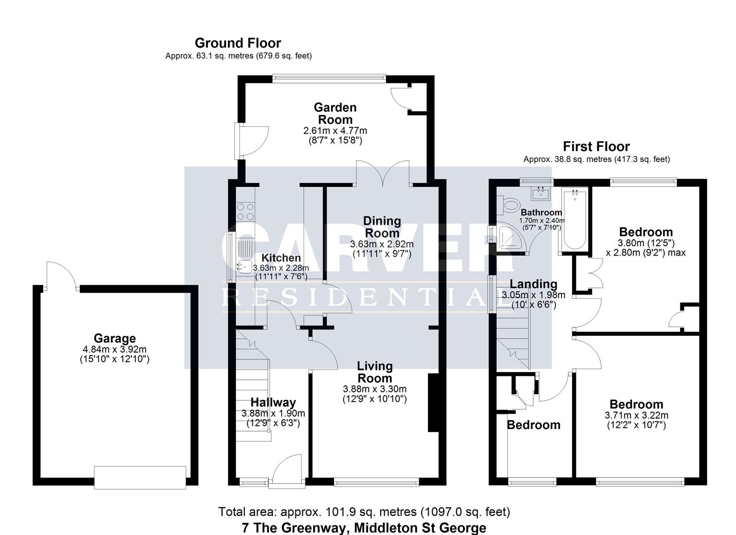 Floorplan for The Greenway, Middleton St. George, Darlington