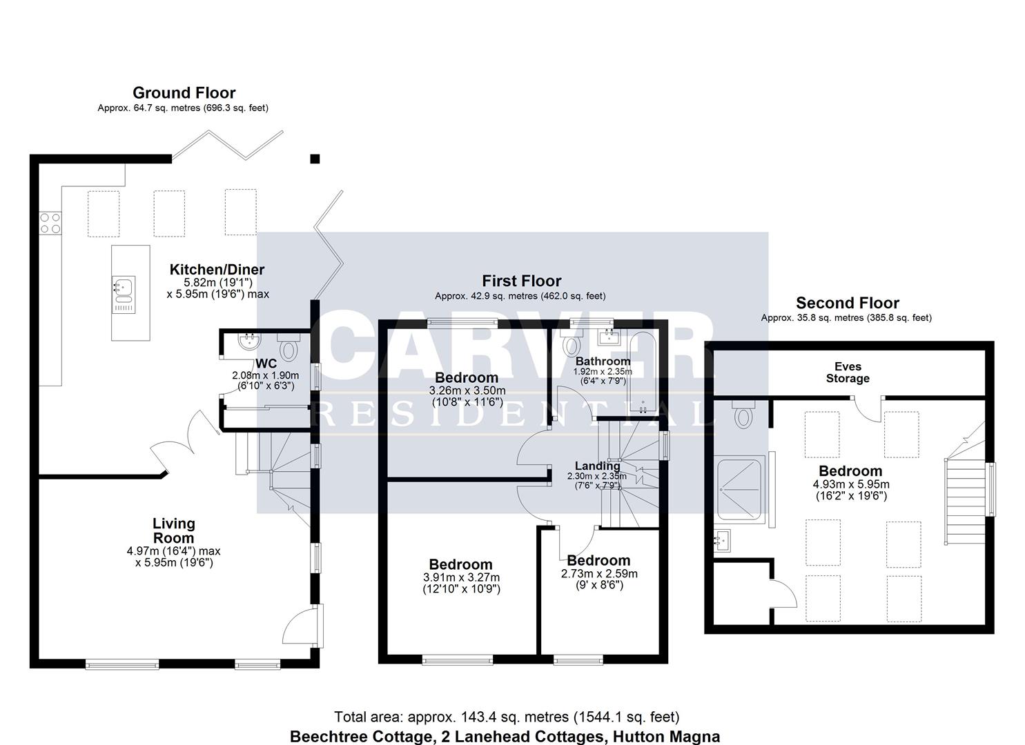 Floorplan for Lanehead Cottages, Richmond