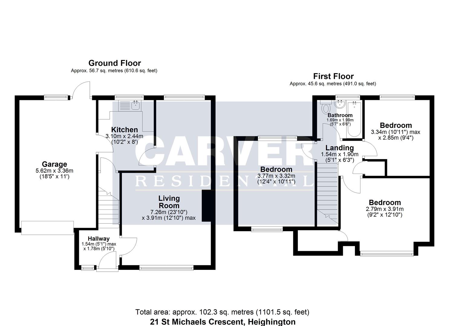 Floorplan for St. Michaels Crescent, Heighington Village, Newton Aycliffe