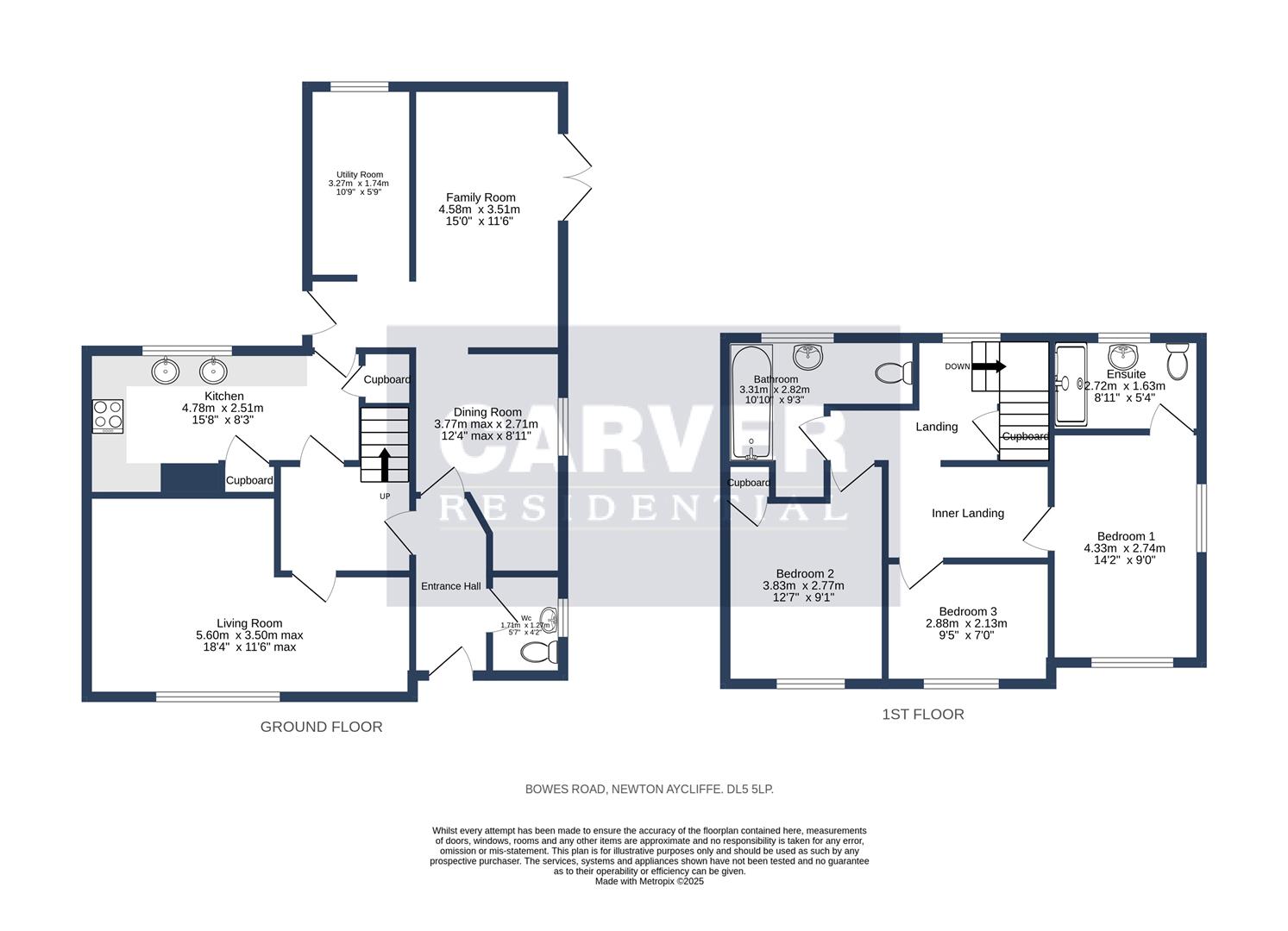 Floorplan for Bowes Road, Newton Aycliffe