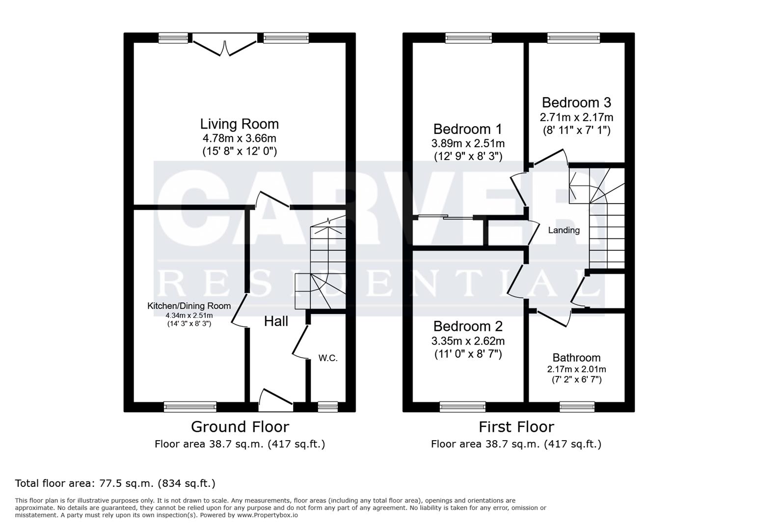 Floorplan for Clover Court, Heighington Village, Newton Aycliffe