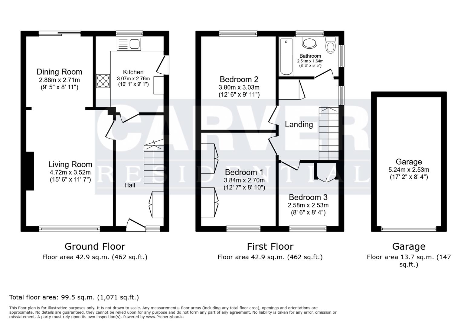 Floorplan for Studley Close, Northallerton