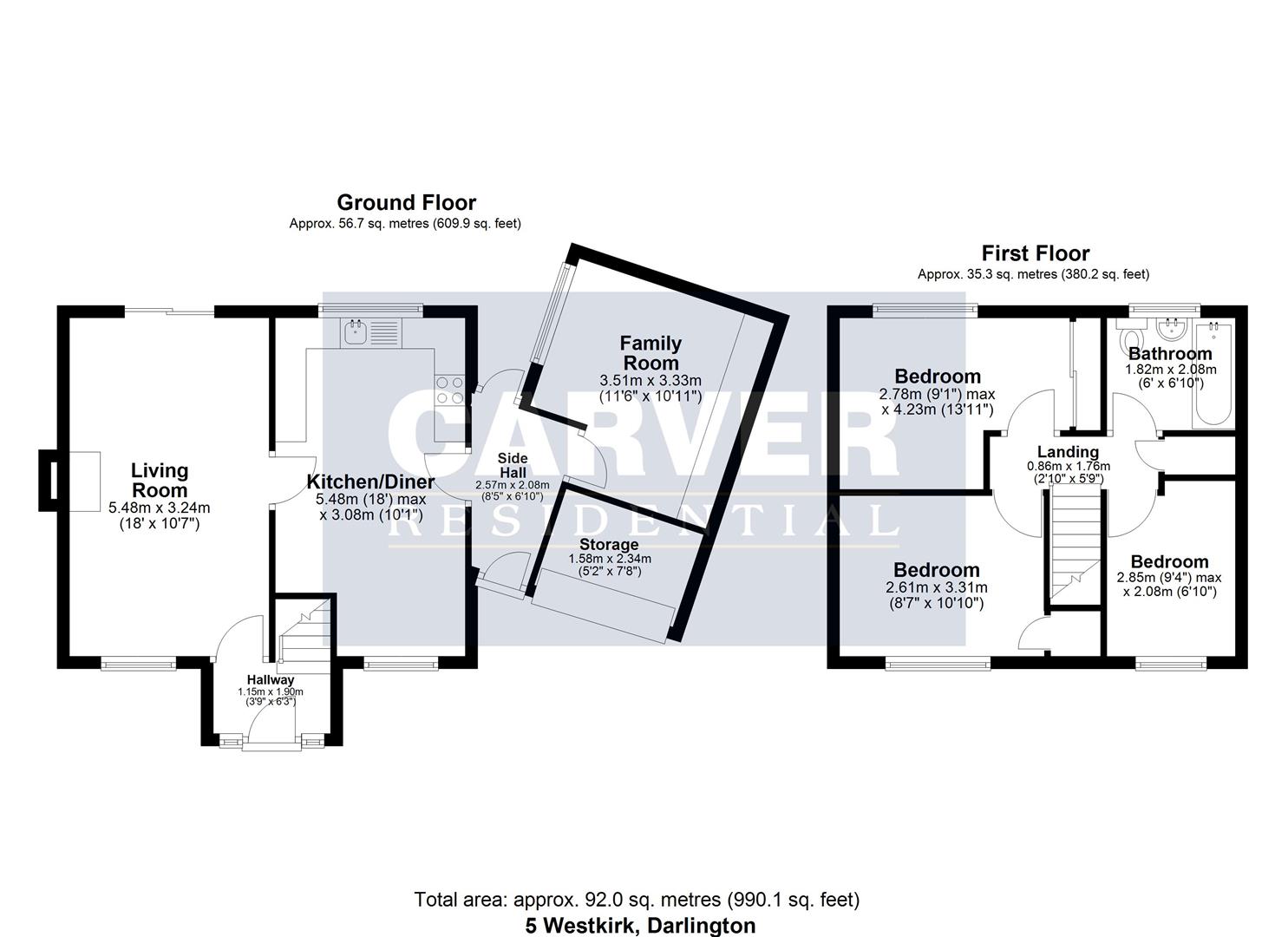 Floorplan for Westkirk Close, Darlington