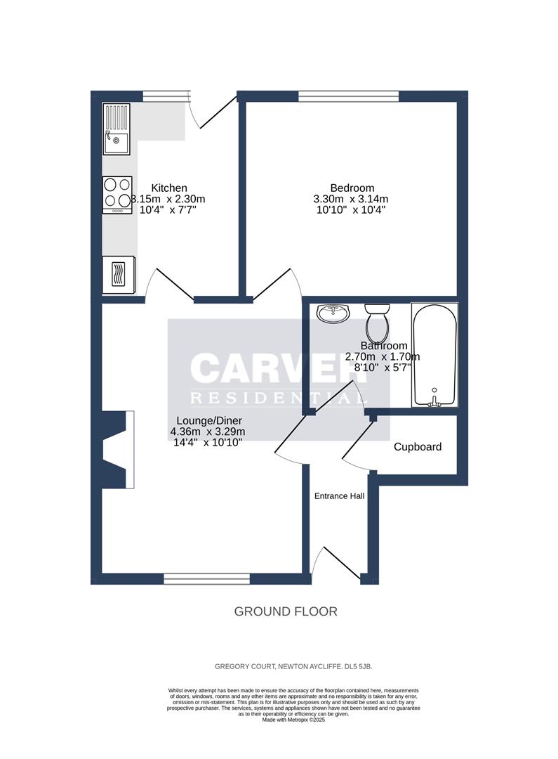Floorplan for Gregory Court, Newton Aycliffe