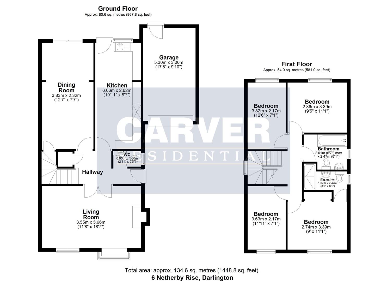 Floorplan for Netherby Rise, Darlington