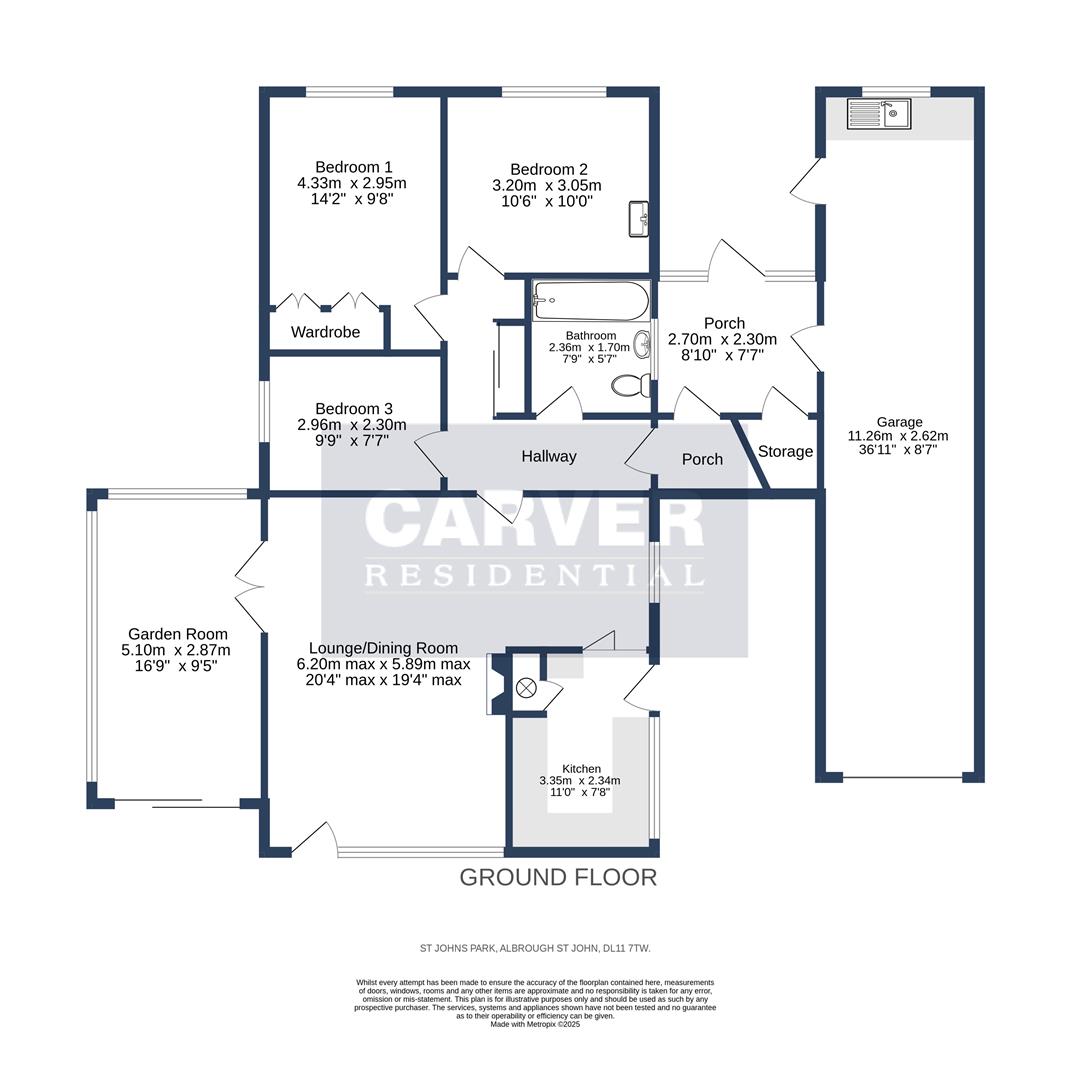 Floorplan for St. John's Park, Aldbrough St. John, Richmond