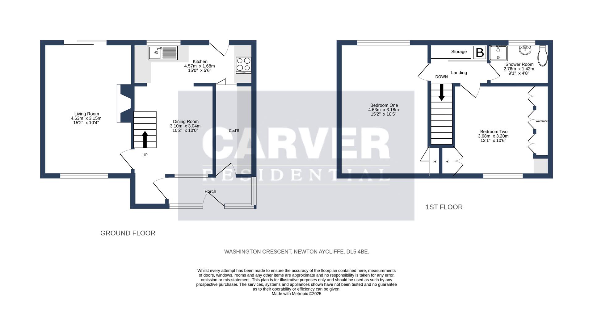 Floorplan for Washington Crescent, Newton Aycliffe