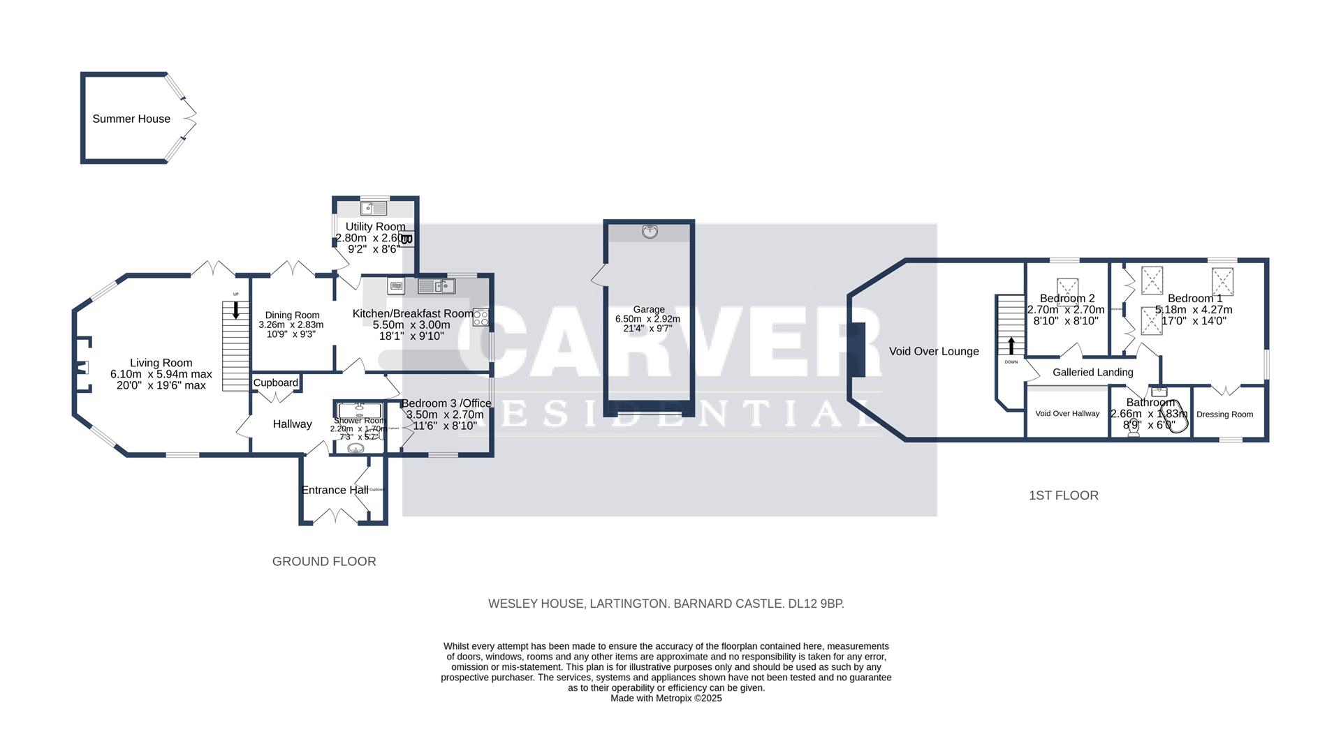 Floorplan for Wesley House, Lartington, Barnard Castle