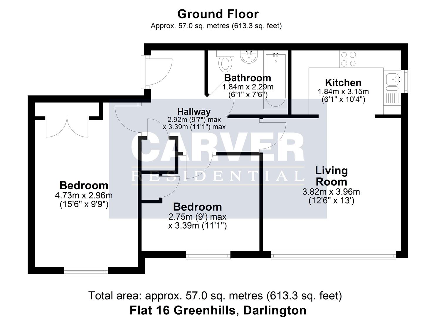 Floorplan for Greenhills, Cleveland Terrace, Darlington