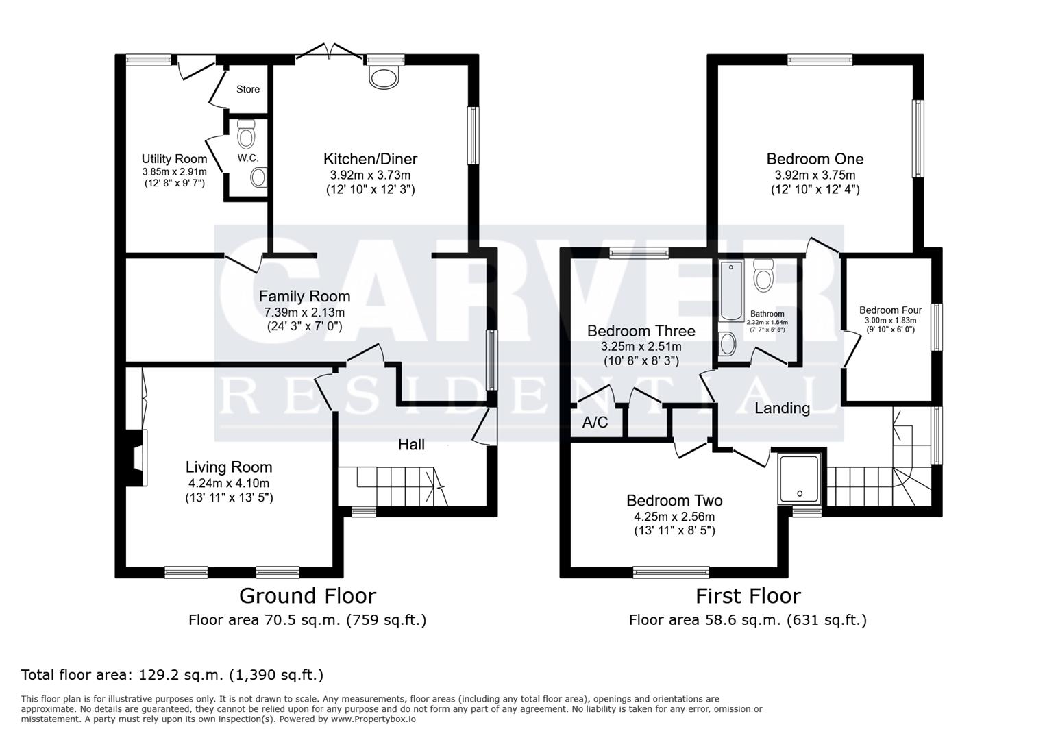 Floorplan for Lazenby Cottages, Danby Wiske, Northallerton