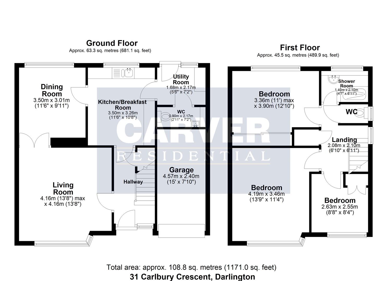 Floorplan for Carlbury Crescent, Darlington
