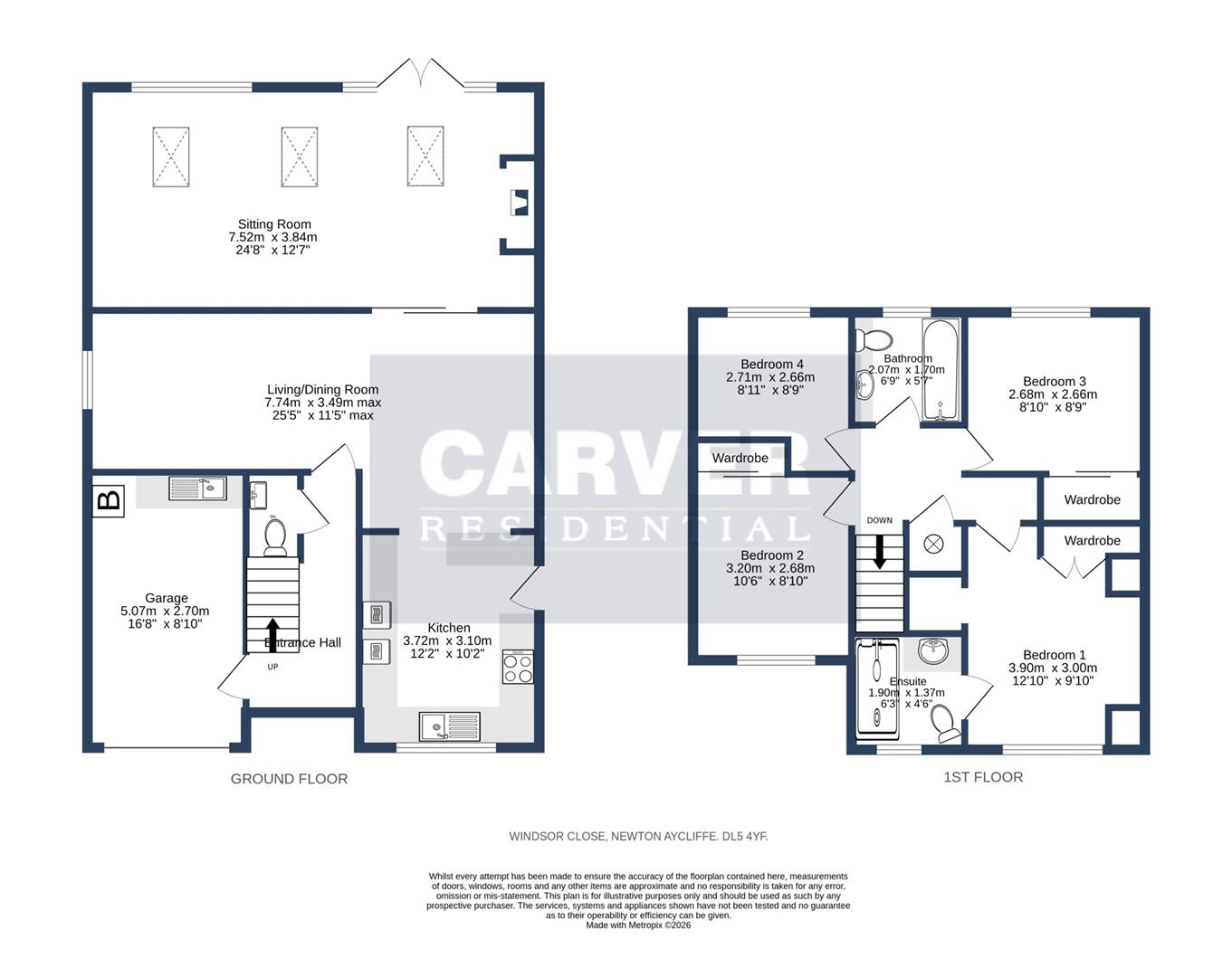 Floorplan for Windsor Close, Woodham