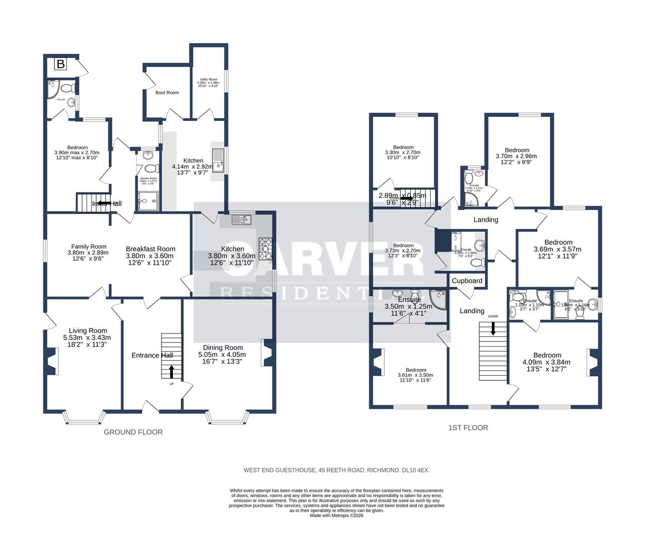 Floorplan for West End Guest House, Reeth Road, Richmond
