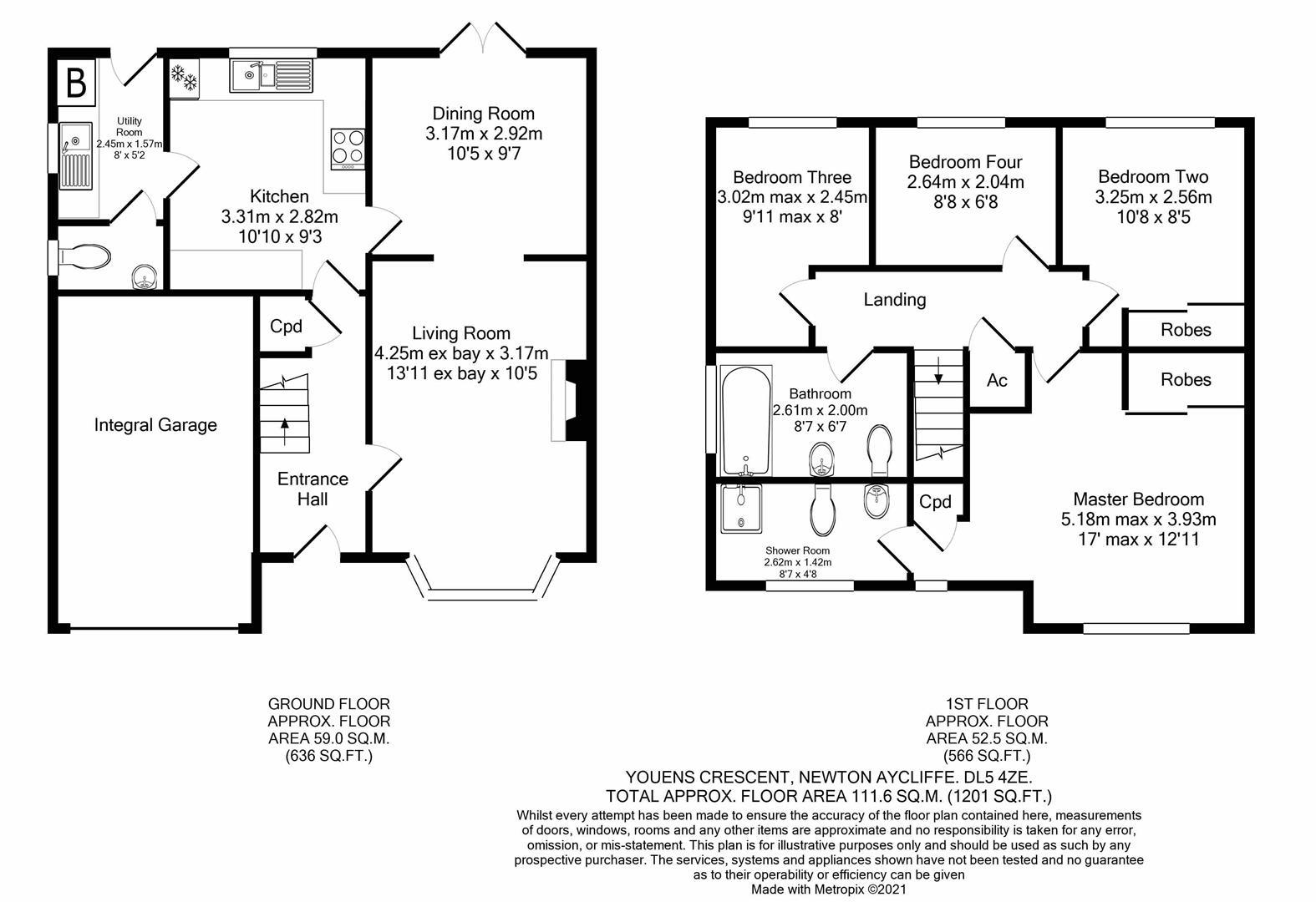 Floorplan for Youens Crescent, Newton Aycliffe