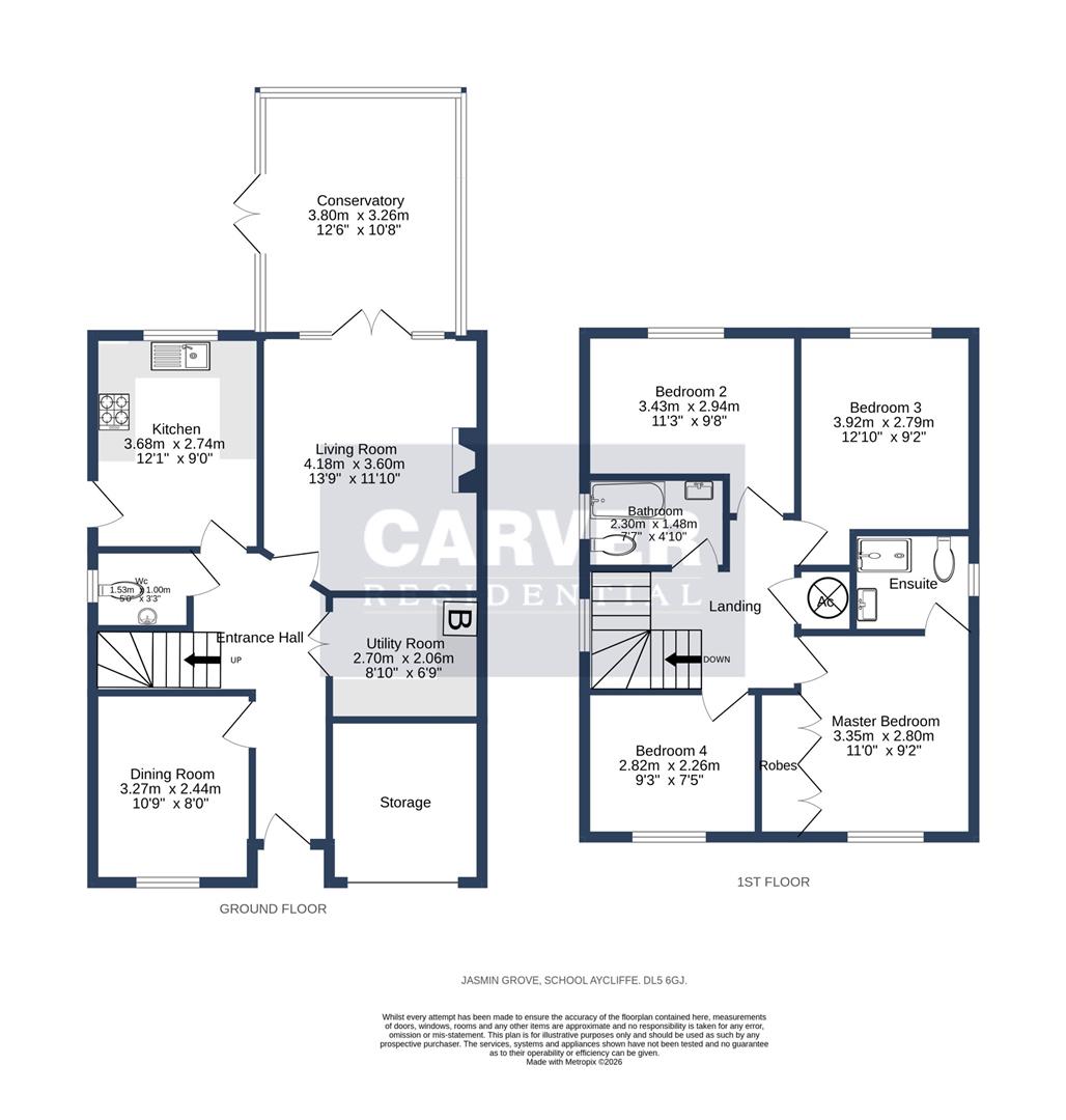 Floorplan for Jasmin Grove, School Aycliffe