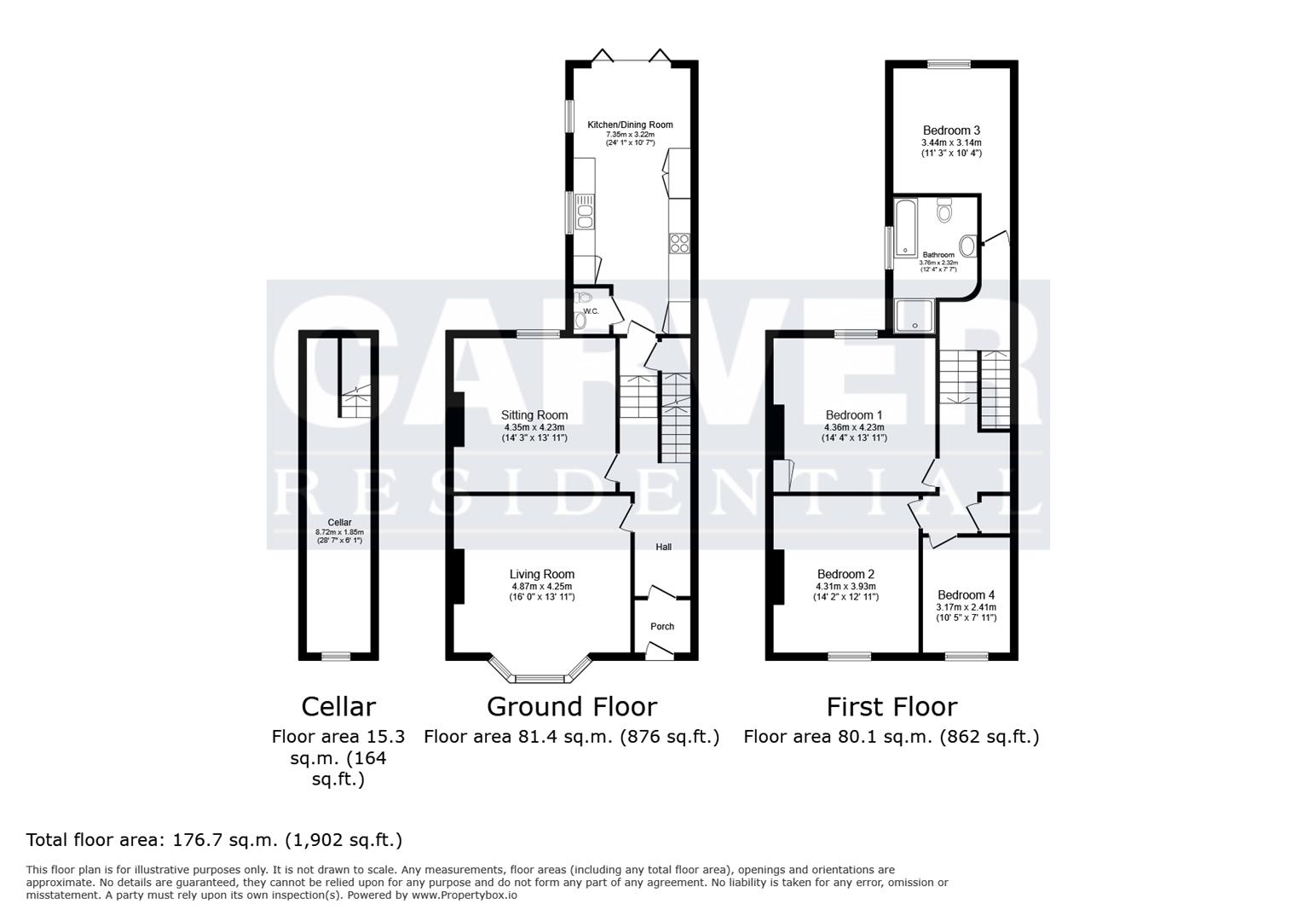 Floorplan for Langholm Crescent, Darlington