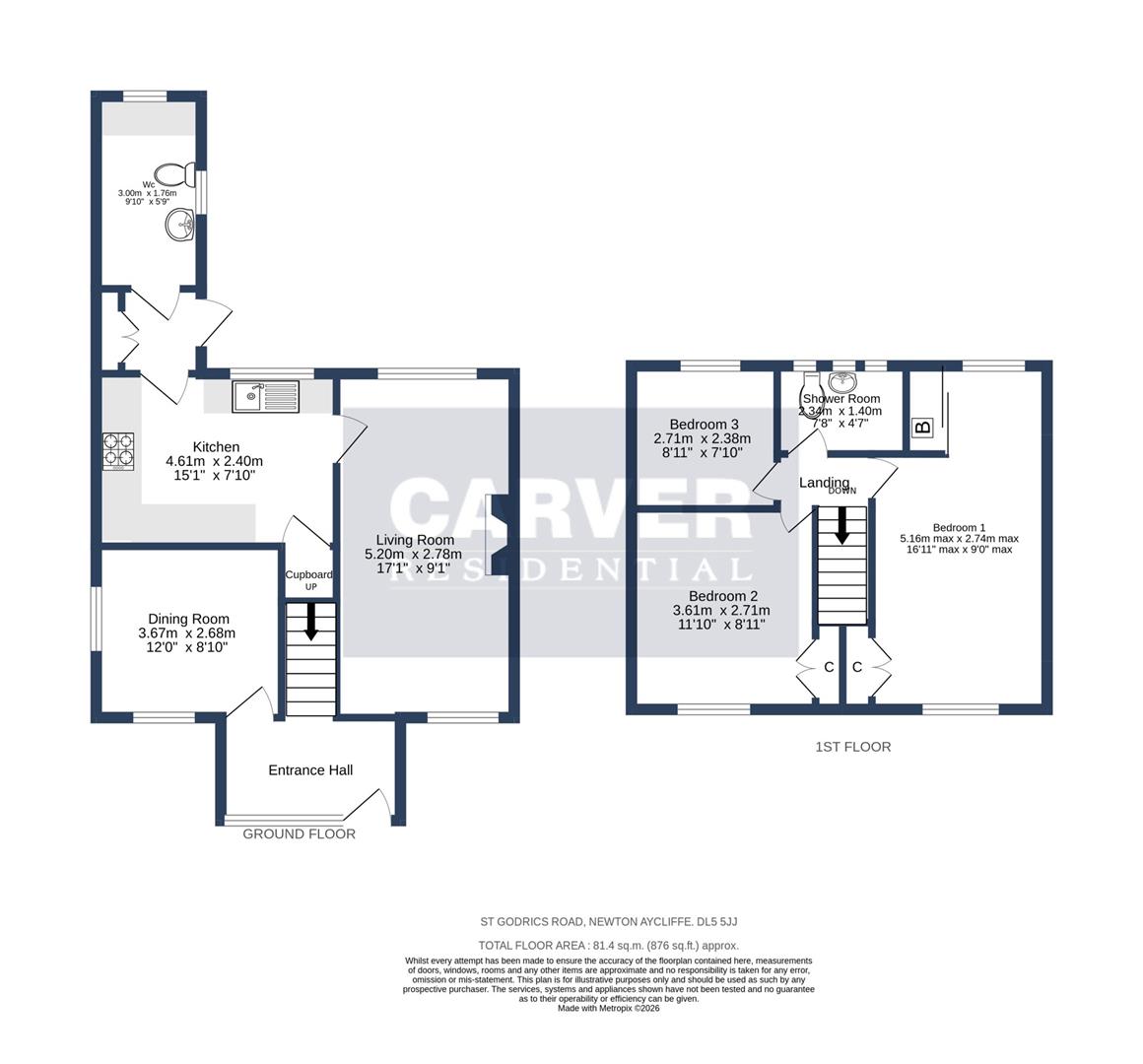 Floorplan for St. Godrics Road, Newton Aycliffe
