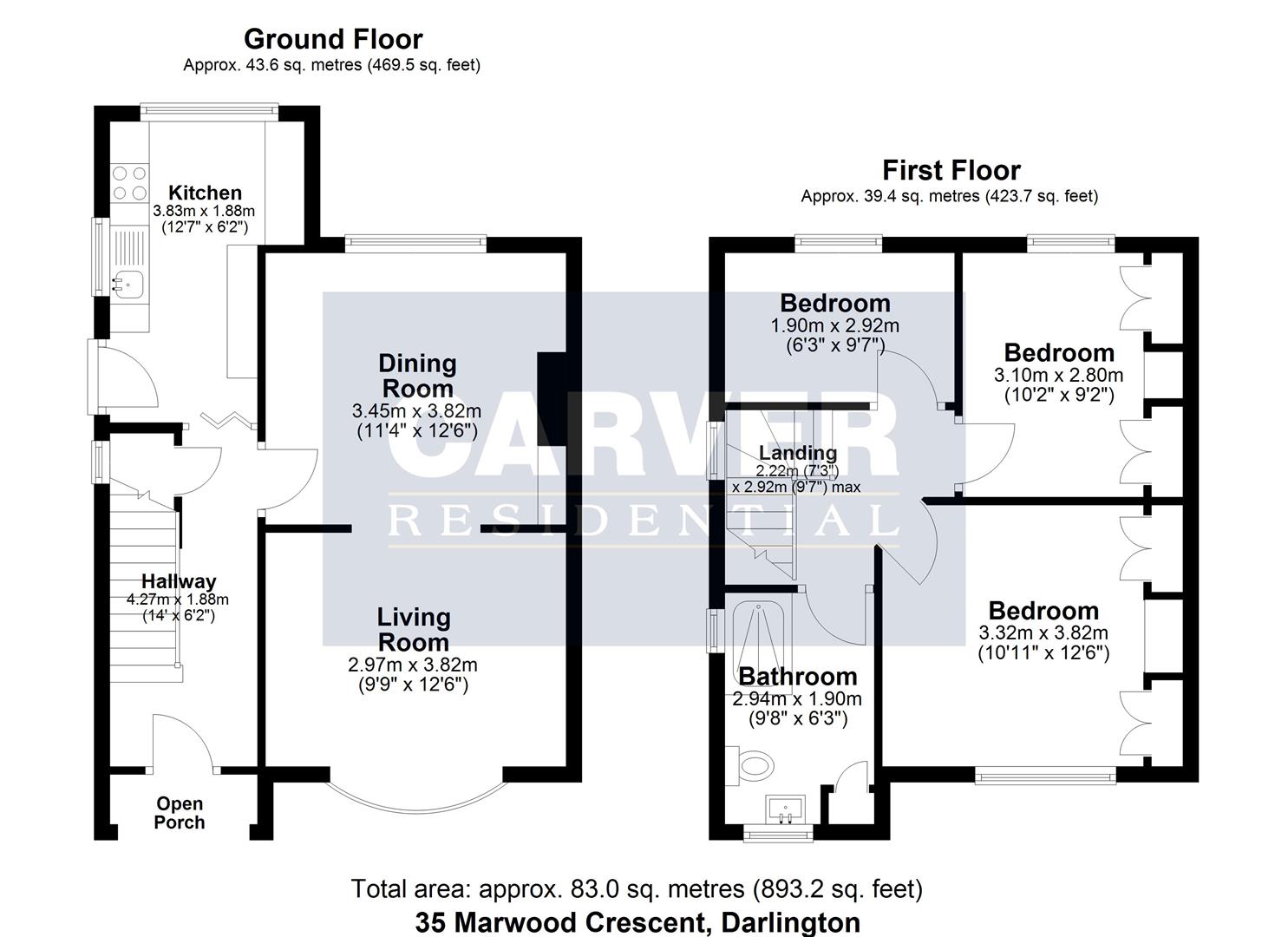 Floorplan for Marwood Crescent, Darlington