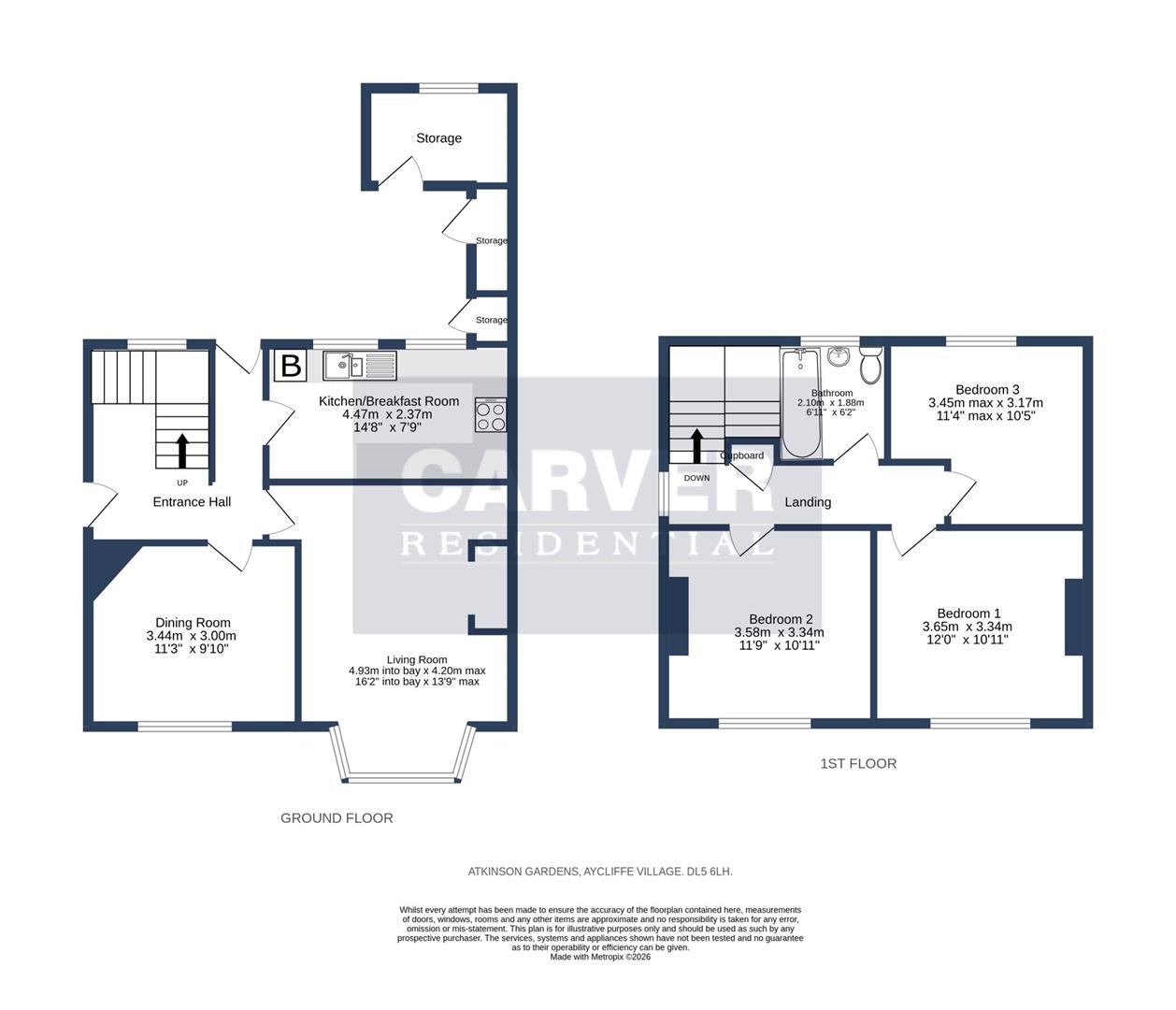 Floorplan for Atkinson Gardens, Aycliffe Village