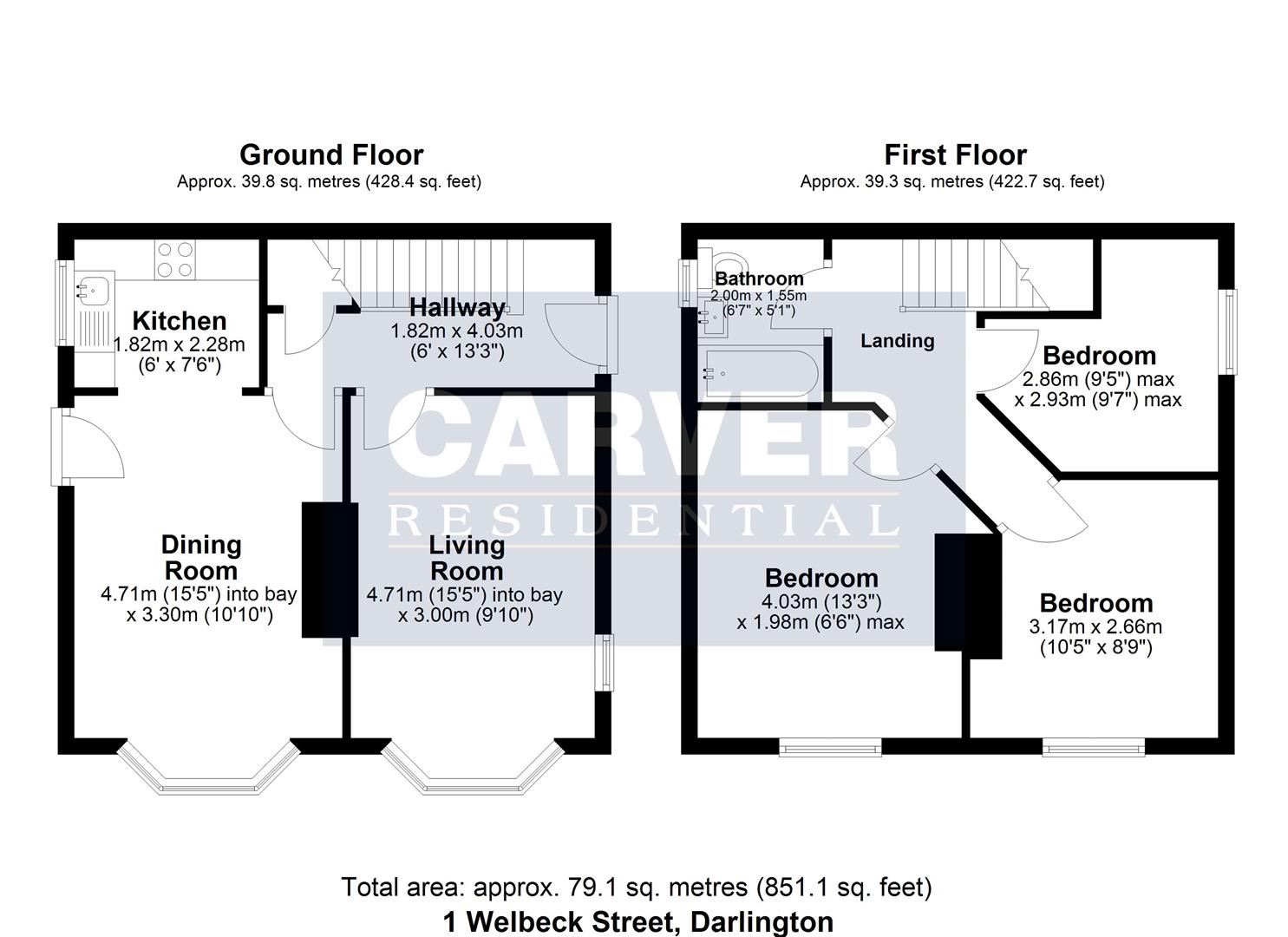 Floorplan for Welbeck Street, Darlington