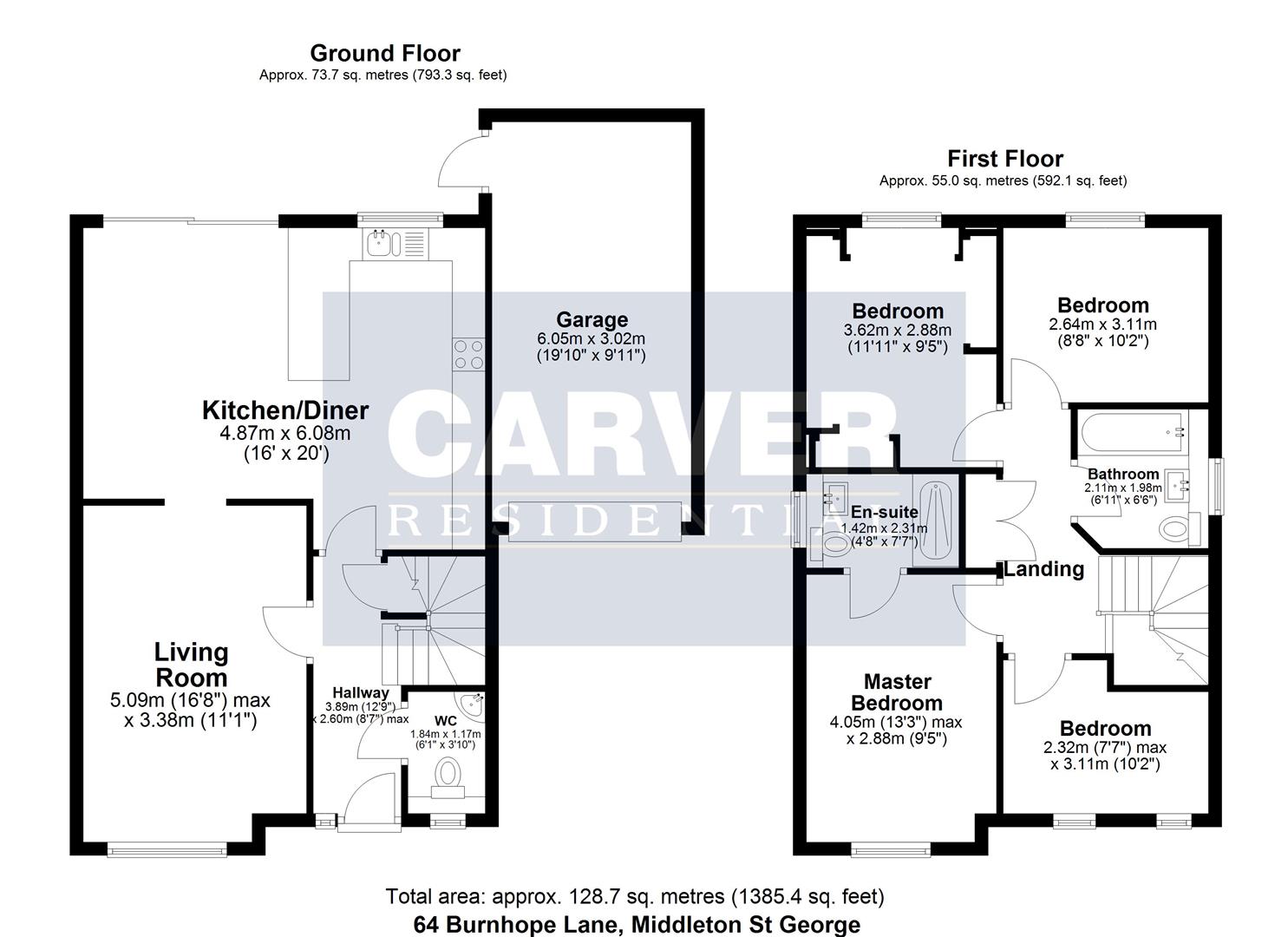 Floorplan for Burnhope Lane, Middleton St. George, Darlington