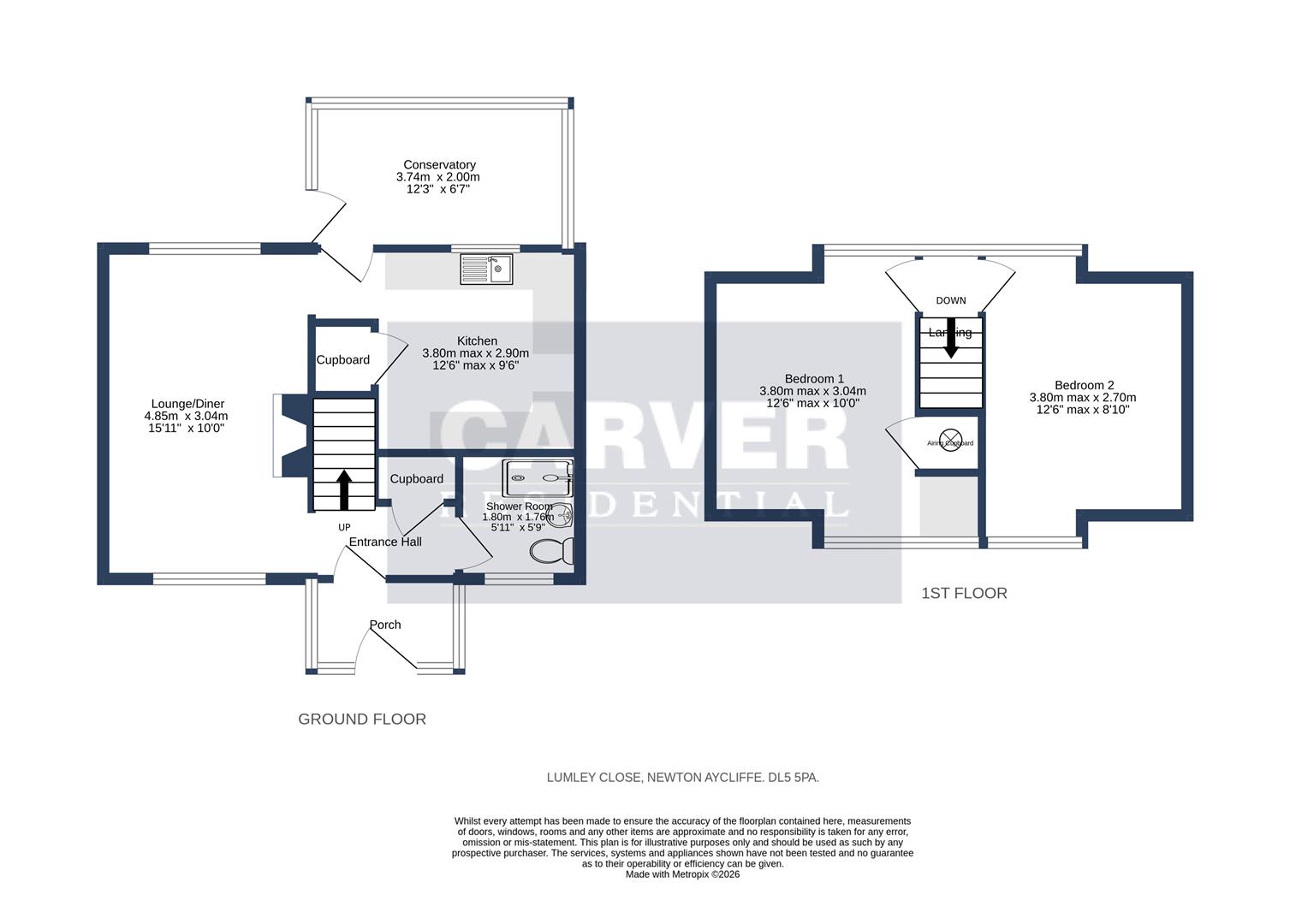 Floorplan for Lumley Close, Newton Aycliffe