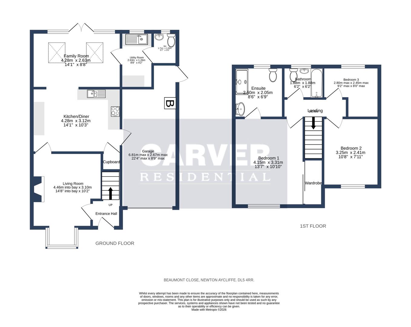 Floorplan for Beaumont Close, Woodham