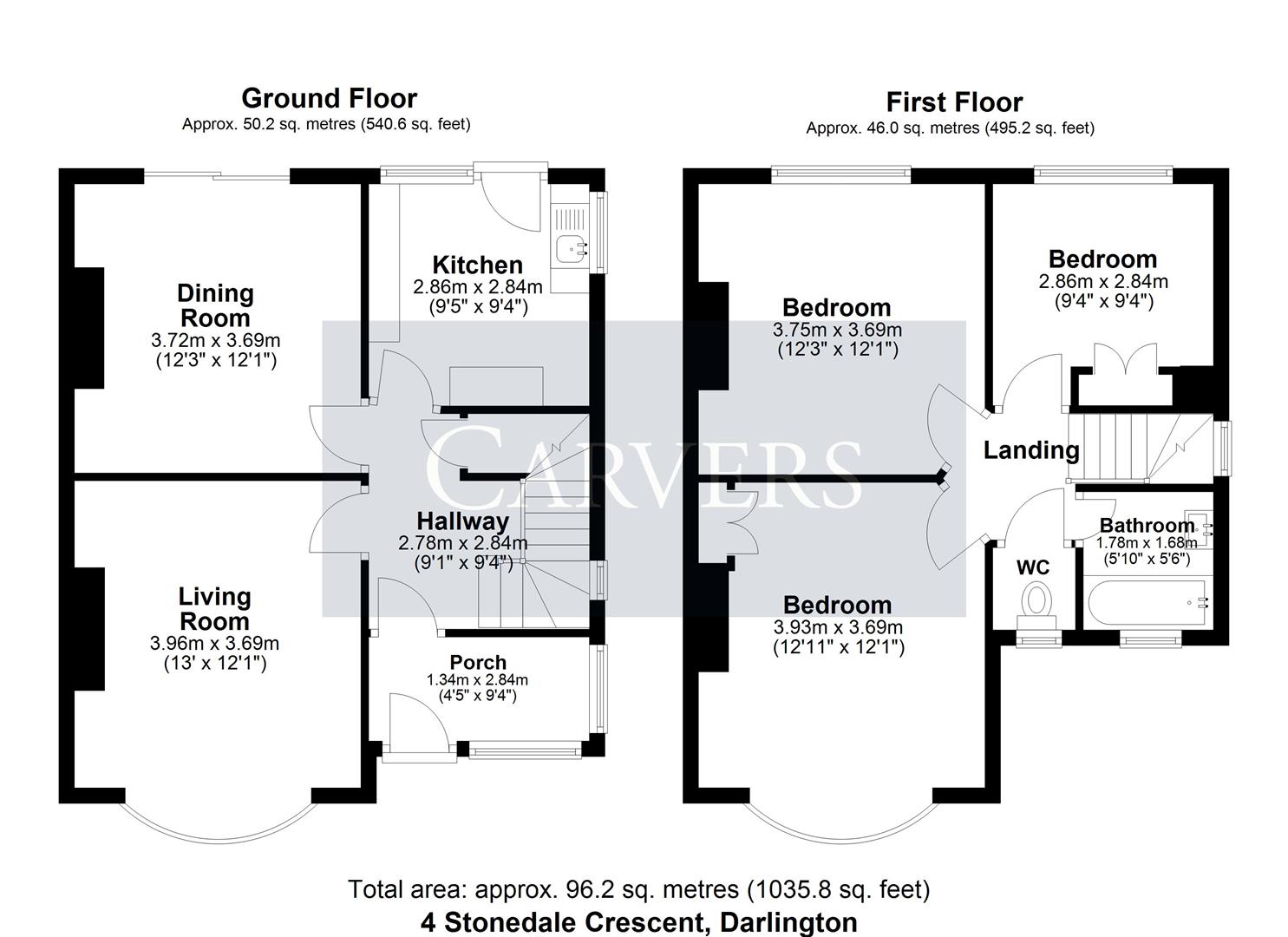 Floorplan for Stonedale Crescent, Darlington