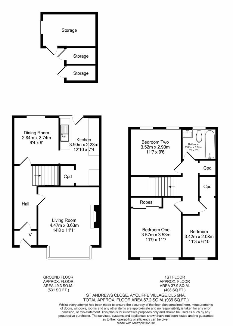Floorplan for St Andrews Close, Aycliffe Village