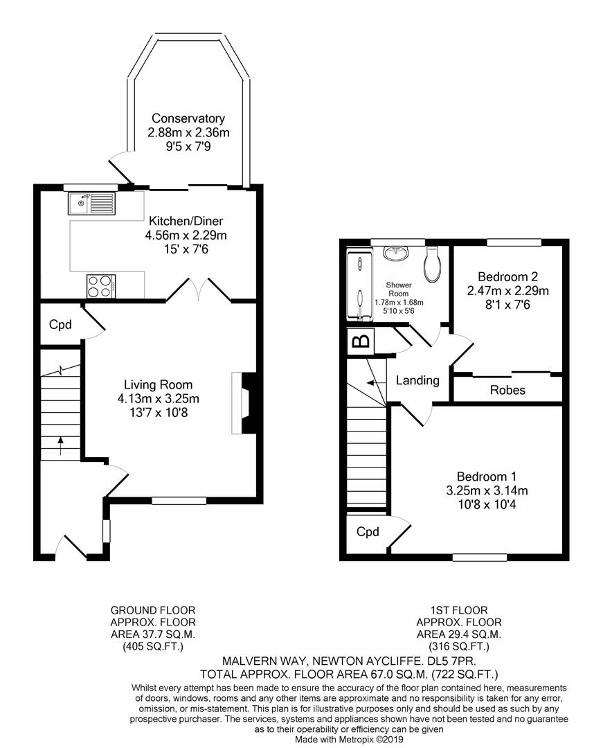 Floorplan for Malvern Way, Greenfields, Newton Aycliffe