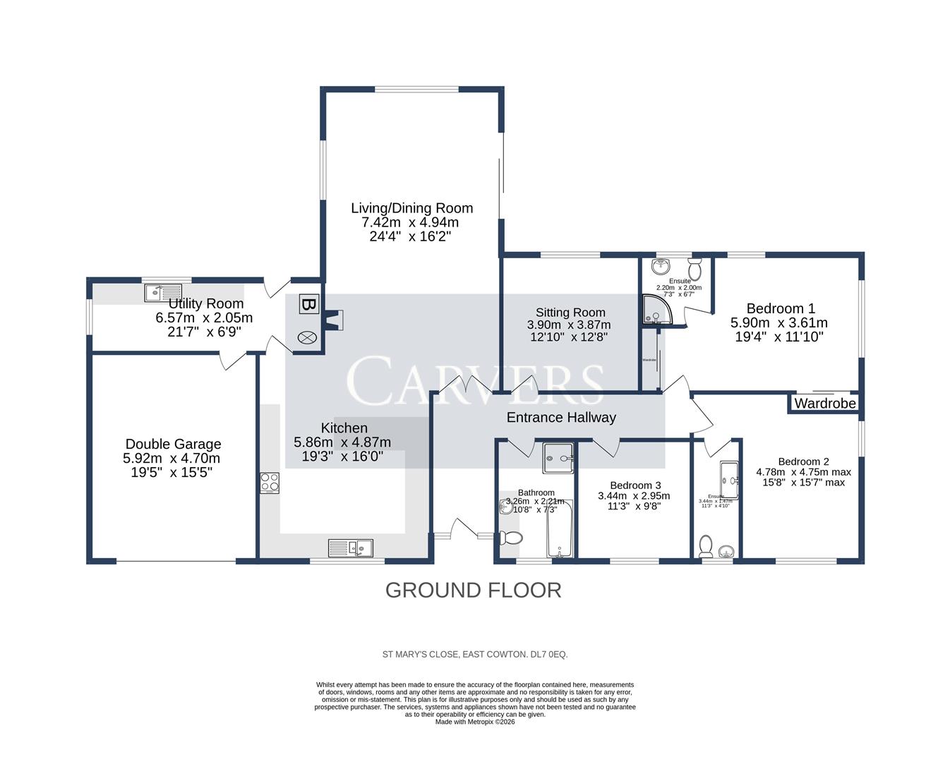 Floorplan for St. Marys Close, East Cowton, Northallerton