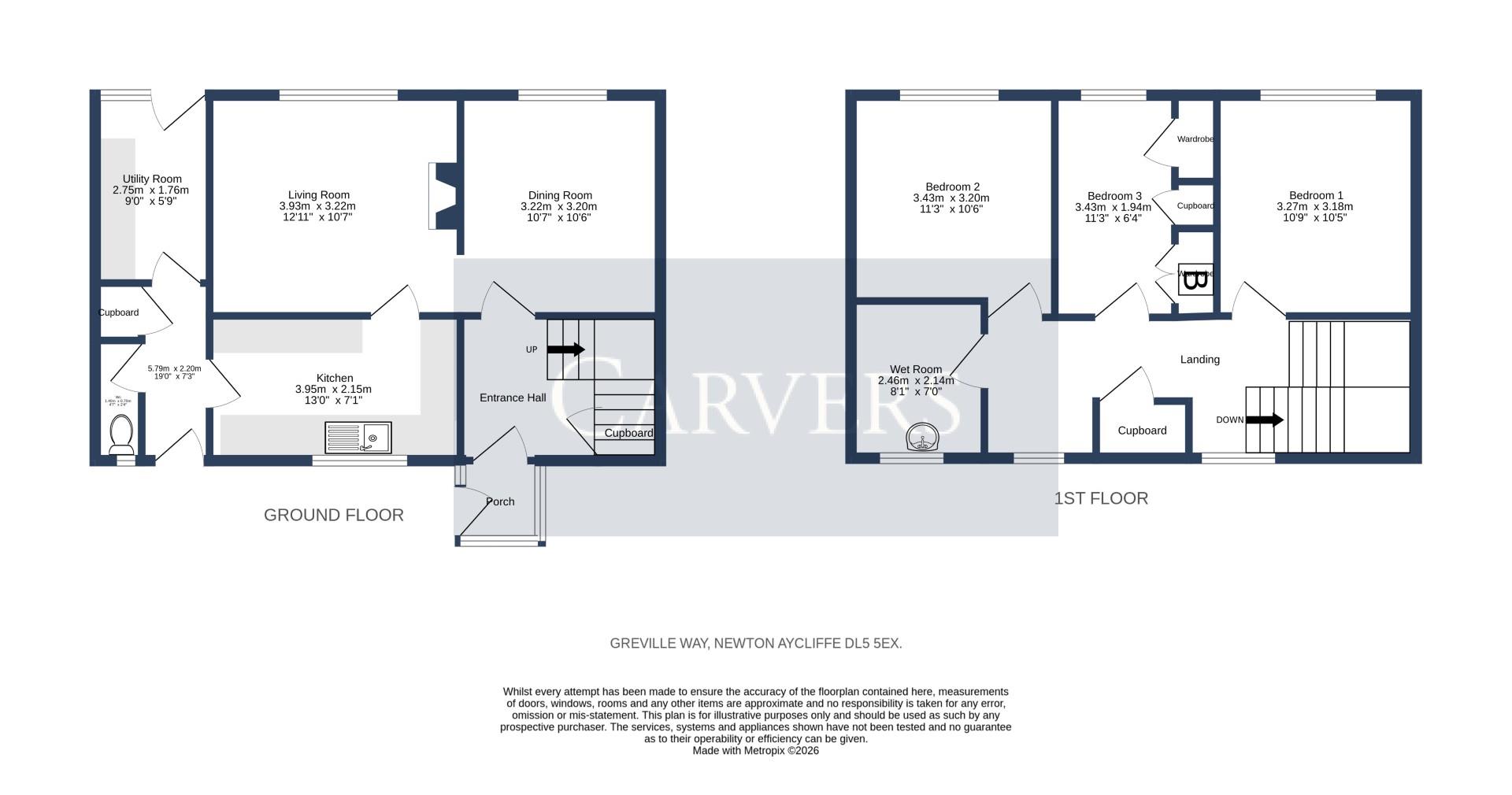Floorplan for Greville Way, Newton Aycliffe