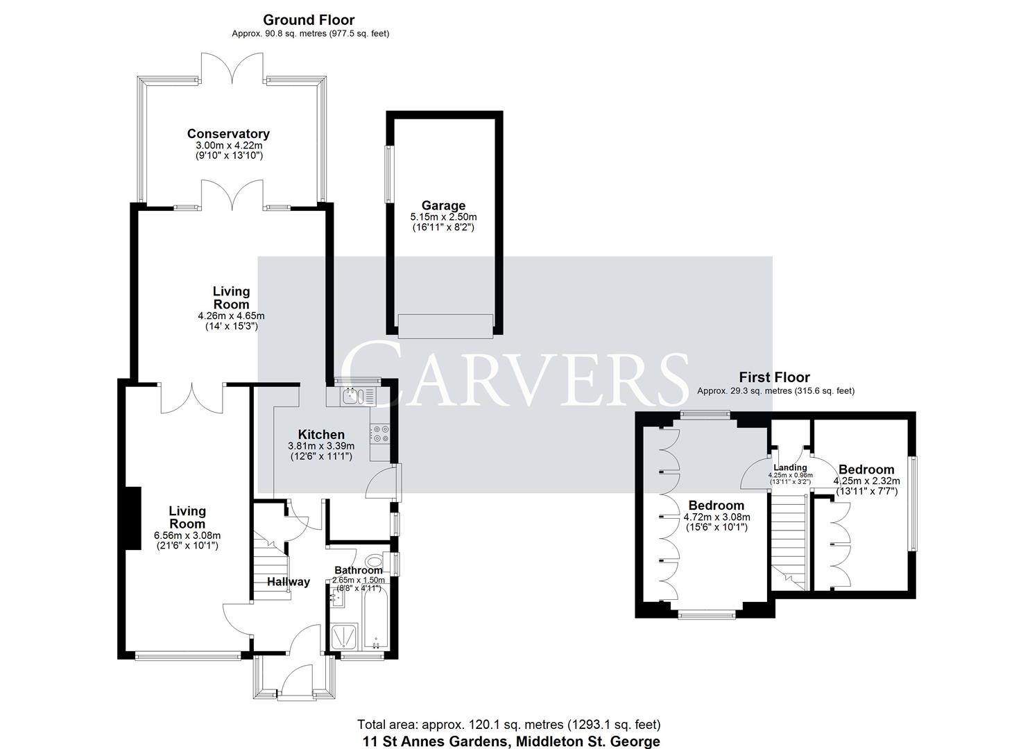 Floorplan for St. Annes Gardens, Middleton St. George, Darlington