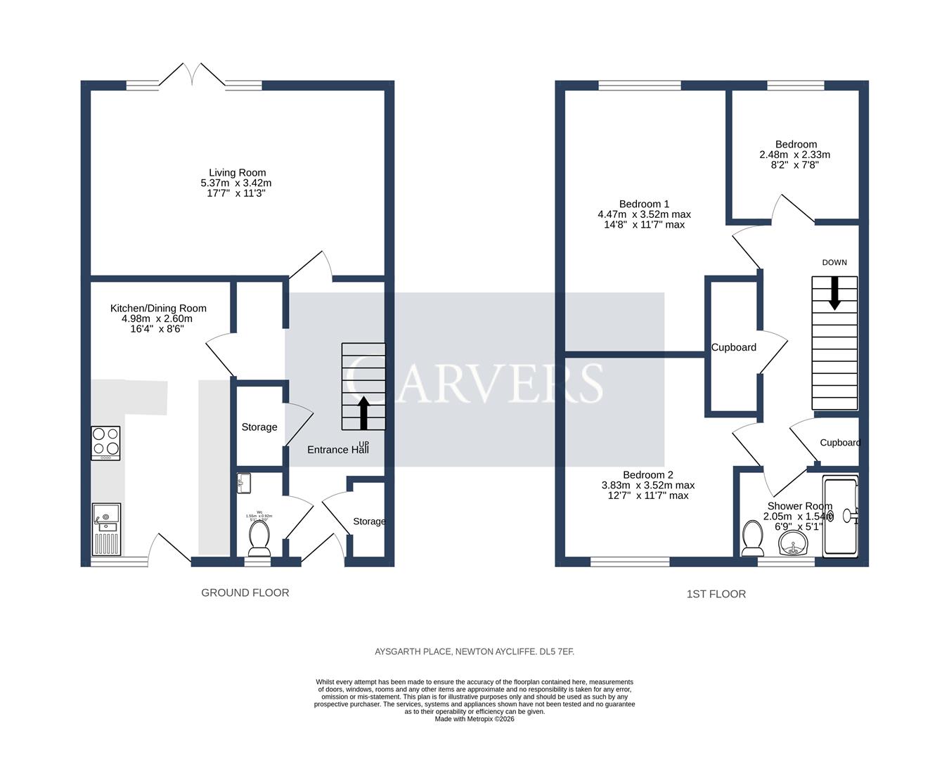 Floorplan for Aysgarth Close, Newton Aycliffe