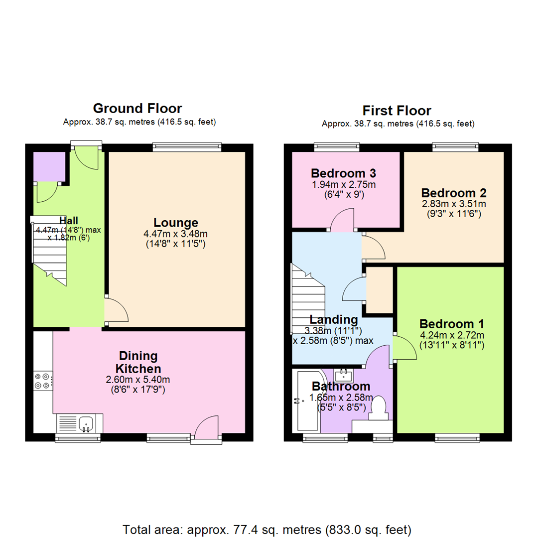 Floorplan for Bakewell Drive, Top Valley, Nottingham
