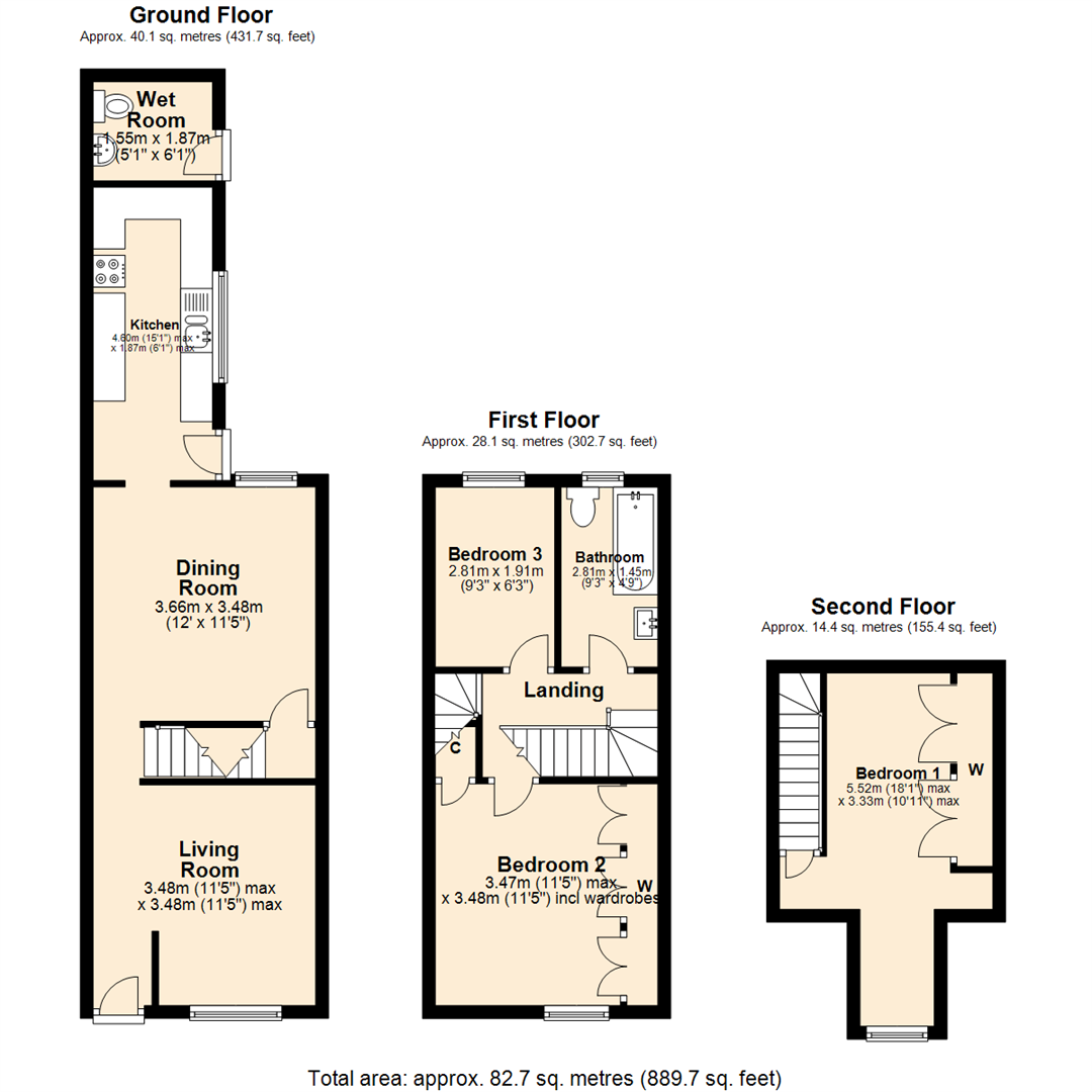 Floorplan for Exeter Road, Forest Fields, Nottingham