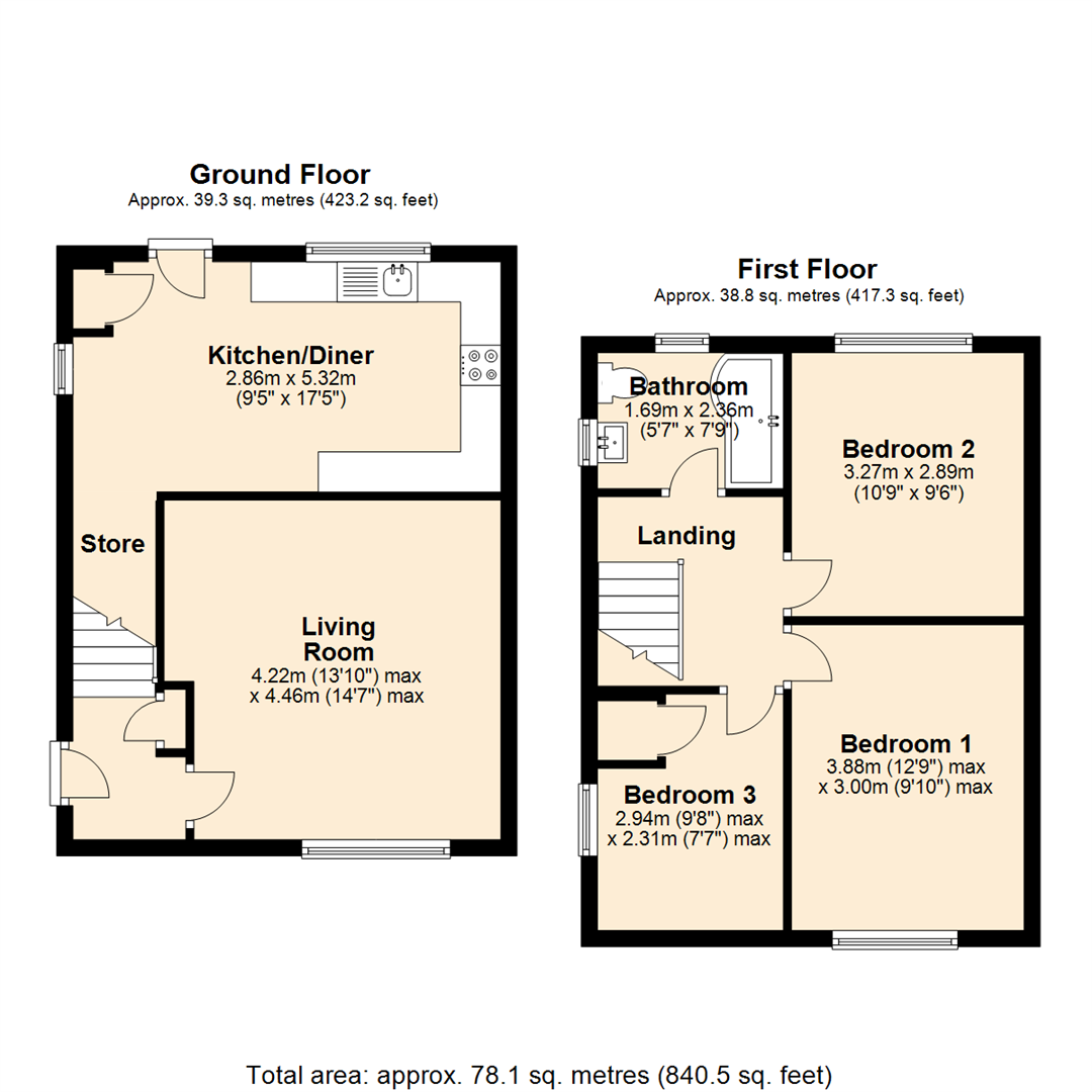 Floorplan for Pedmore Valley, Bestwood, Nottingham