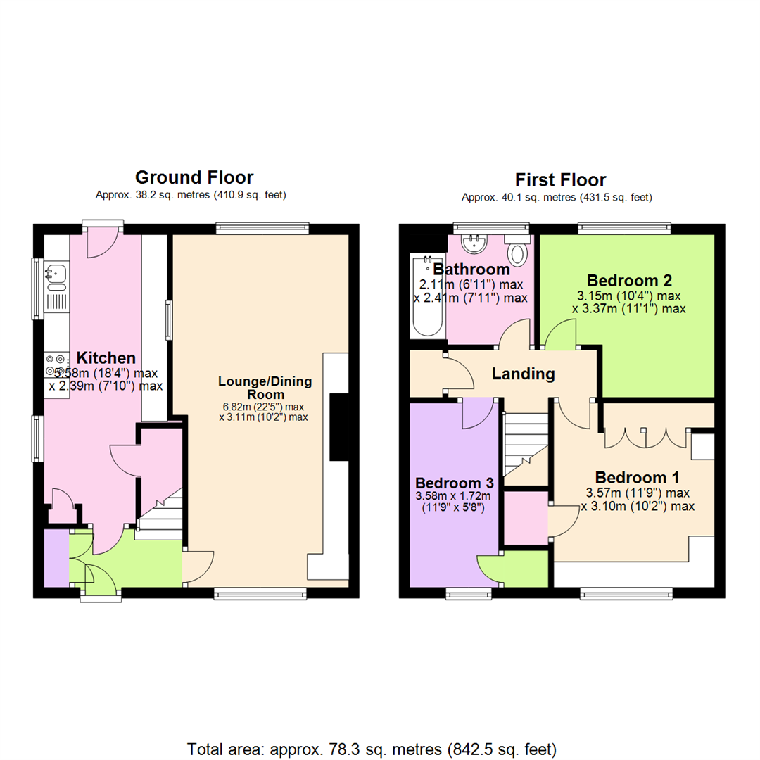 Floorplan for Mosswood Crescent, Bestwood Park, Nottingham