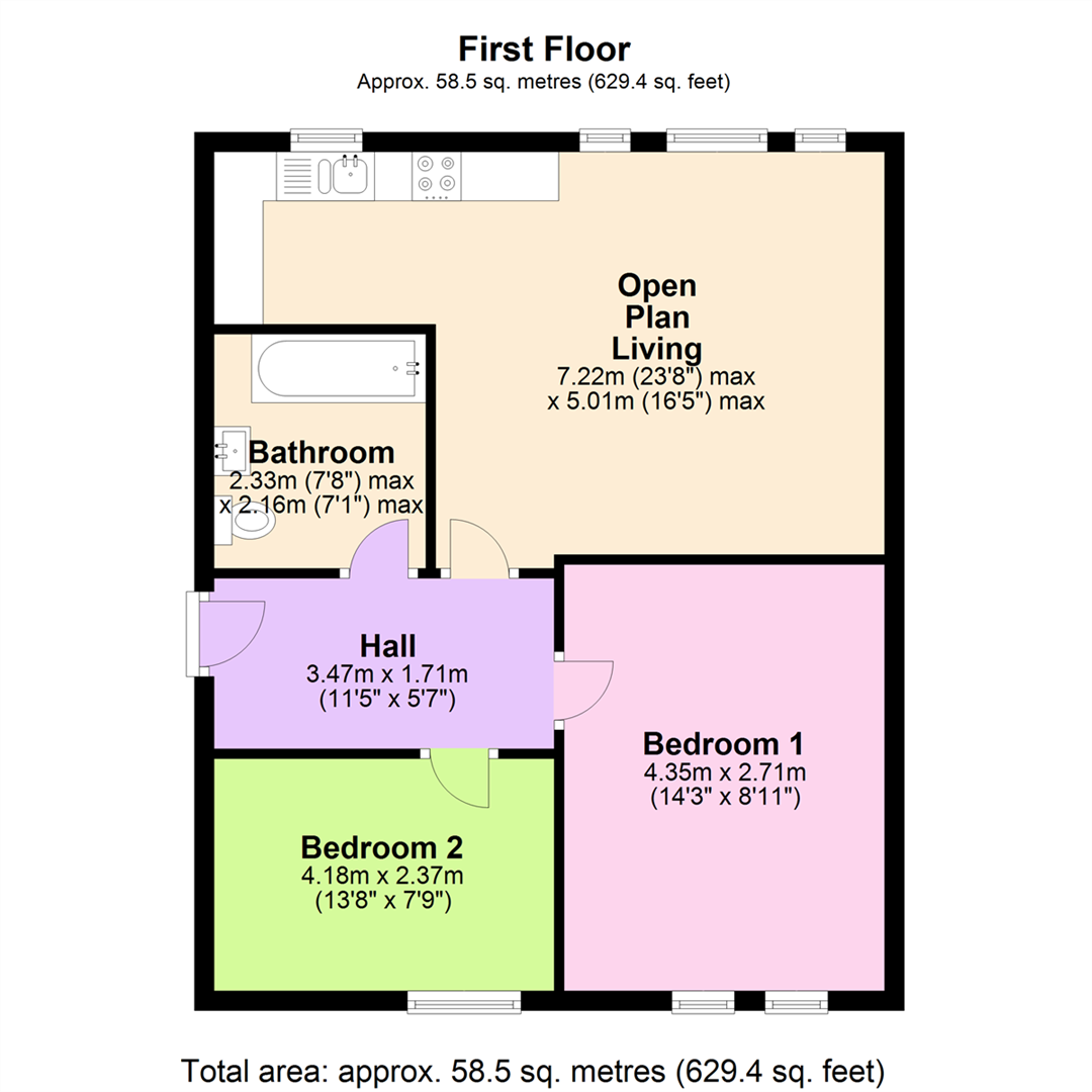 Floorplan for Elmhurst Court, St. Albans Road, Arnold, Nottingham
