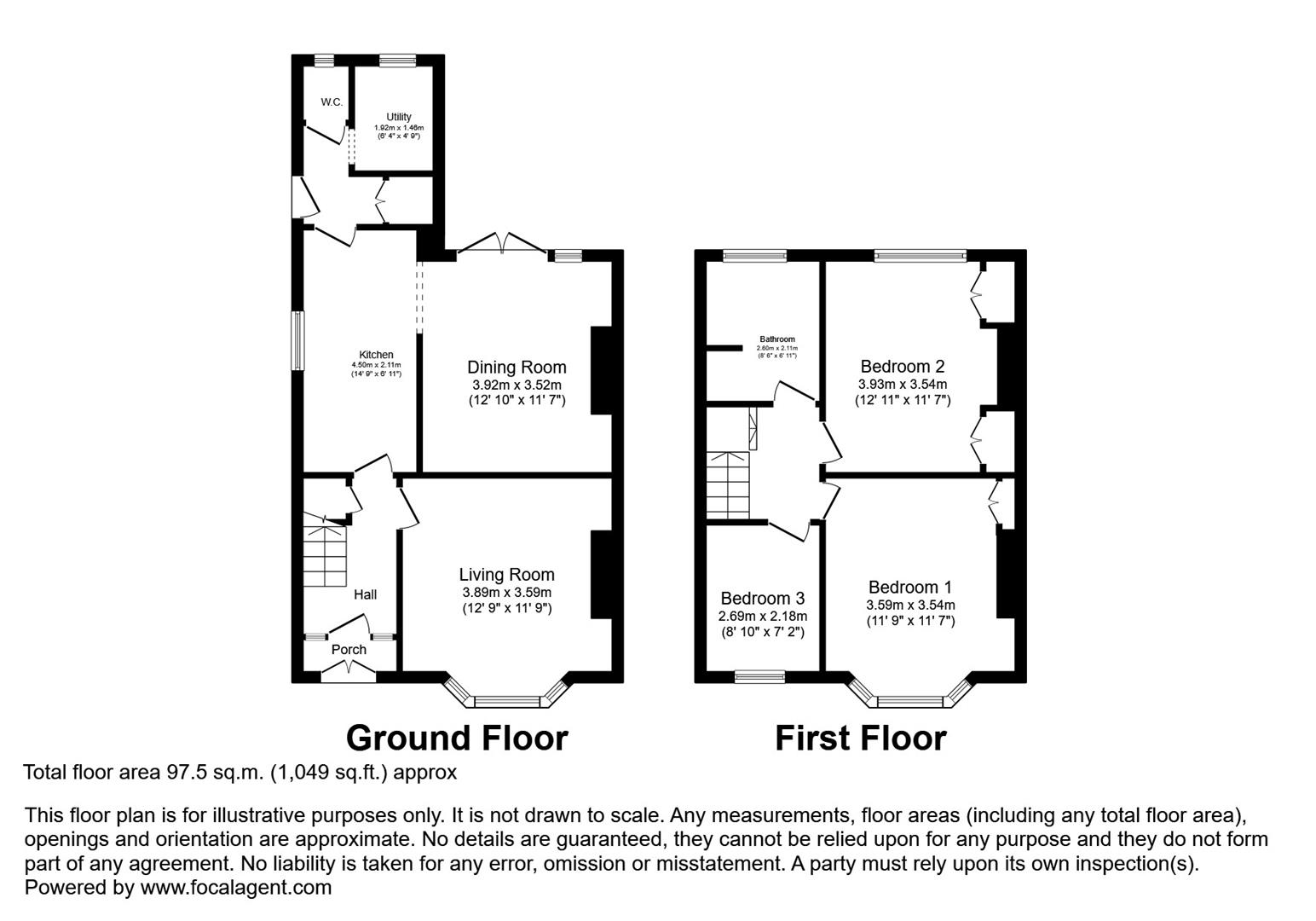Floorplan for Homefield, Tremont Road, Llandrindod Wells, LD1 5BH