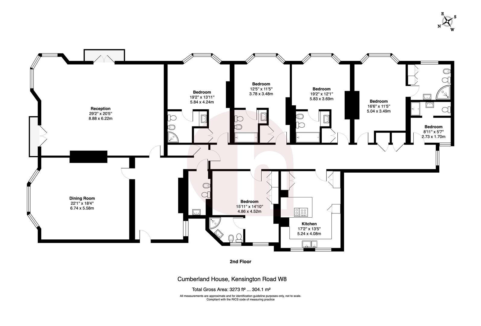 Floorplan for Cumberland House, Kensington Road, W8