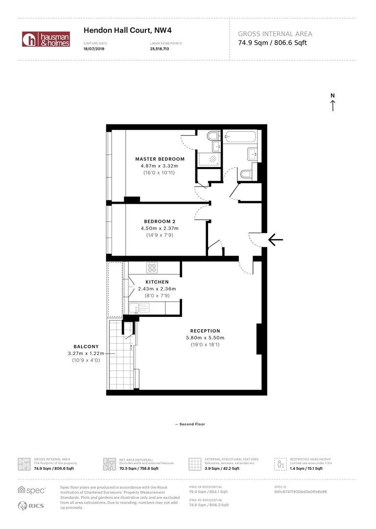 Floorplan for Hendon Hall Court, NW4